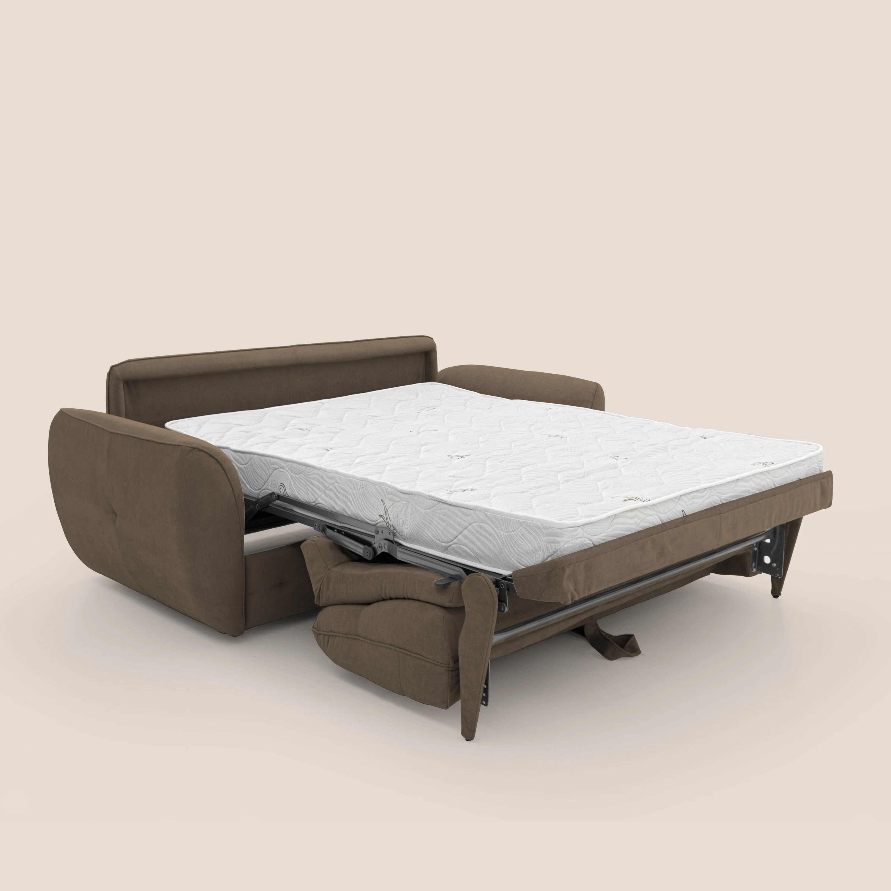 Zeus Canapé convertible scandinave avec dossier haut et matelas H18 cm en tissu imperméable T02 marron - Image 2