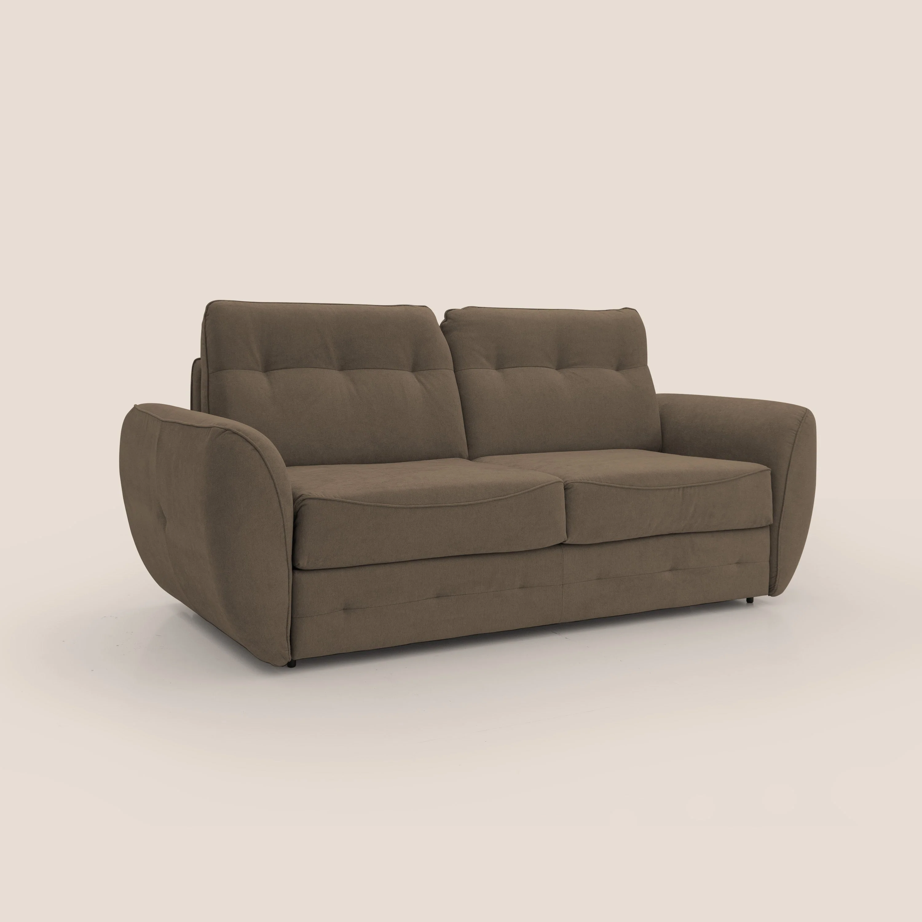 Zeus Canapé convertible scandinave avec dossier haut et matelas H18 cm en tissu imperméable T02 marron - Image 4