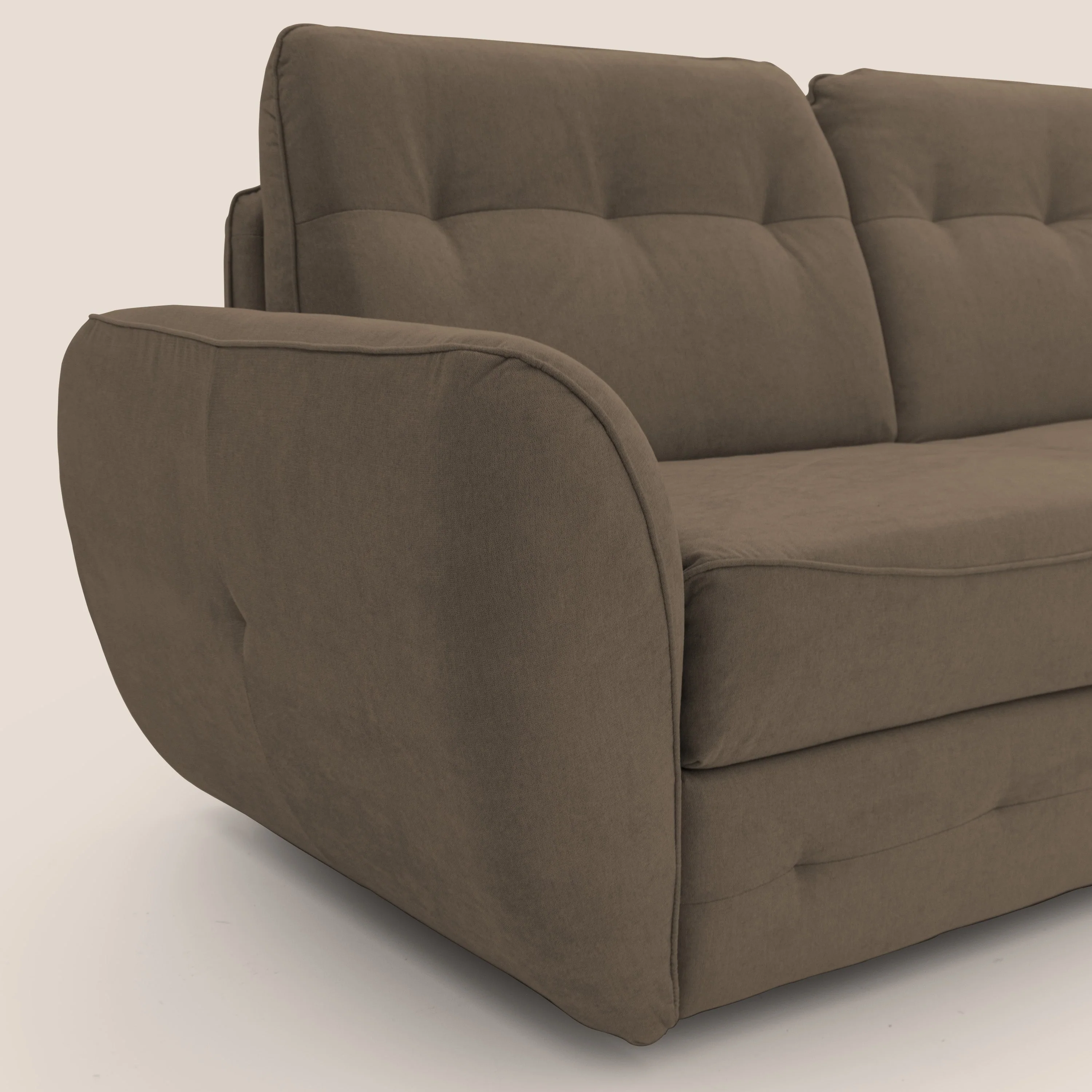 Zeus Canapé convertible scandinave avec dossier haut et matelas H18 cm en tissu imperméable T02 marron - Image 6