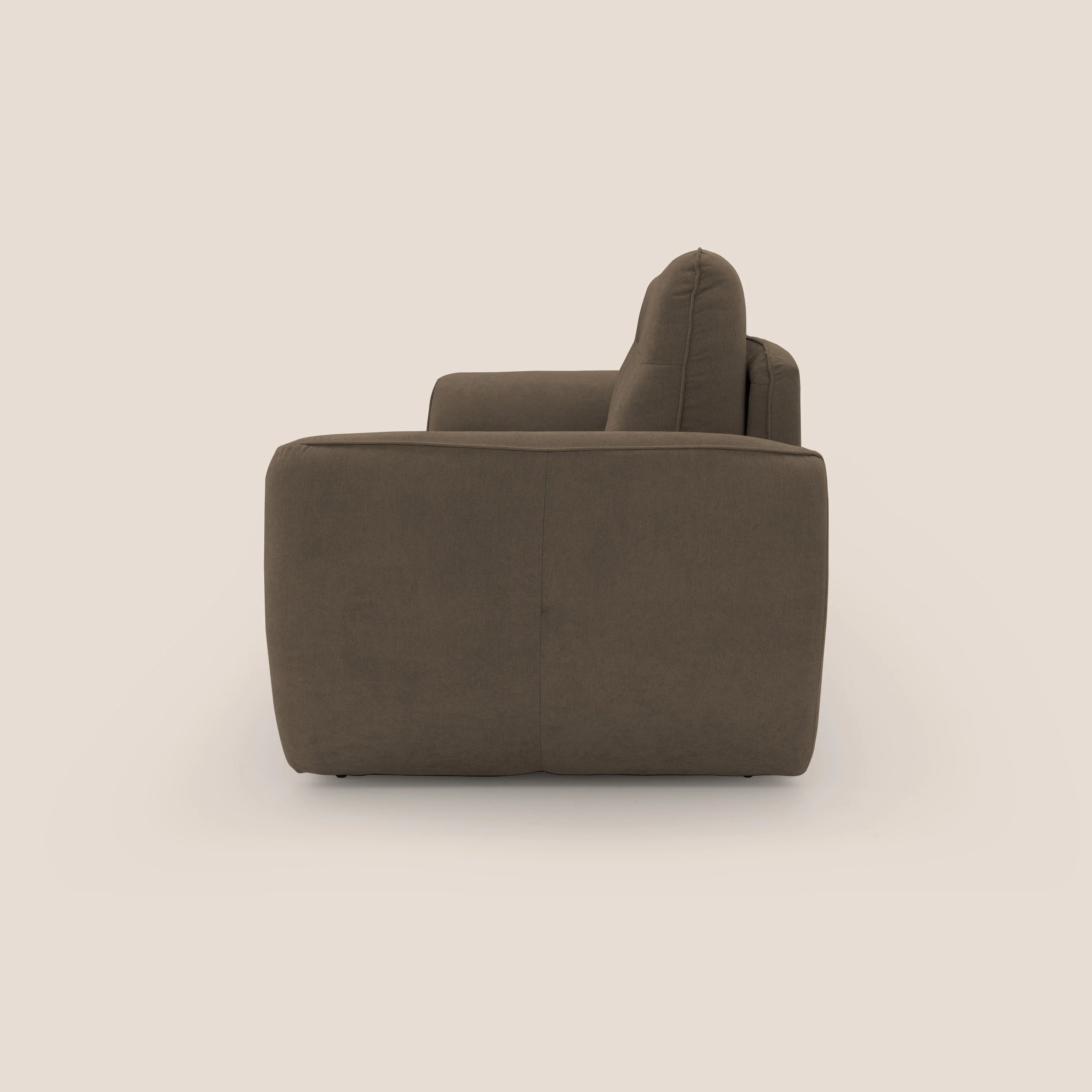 Zeus Canapé convertible scandinave avec dossier haut et matelas H18 cm en tissu imperméable T02 marron - Image 7