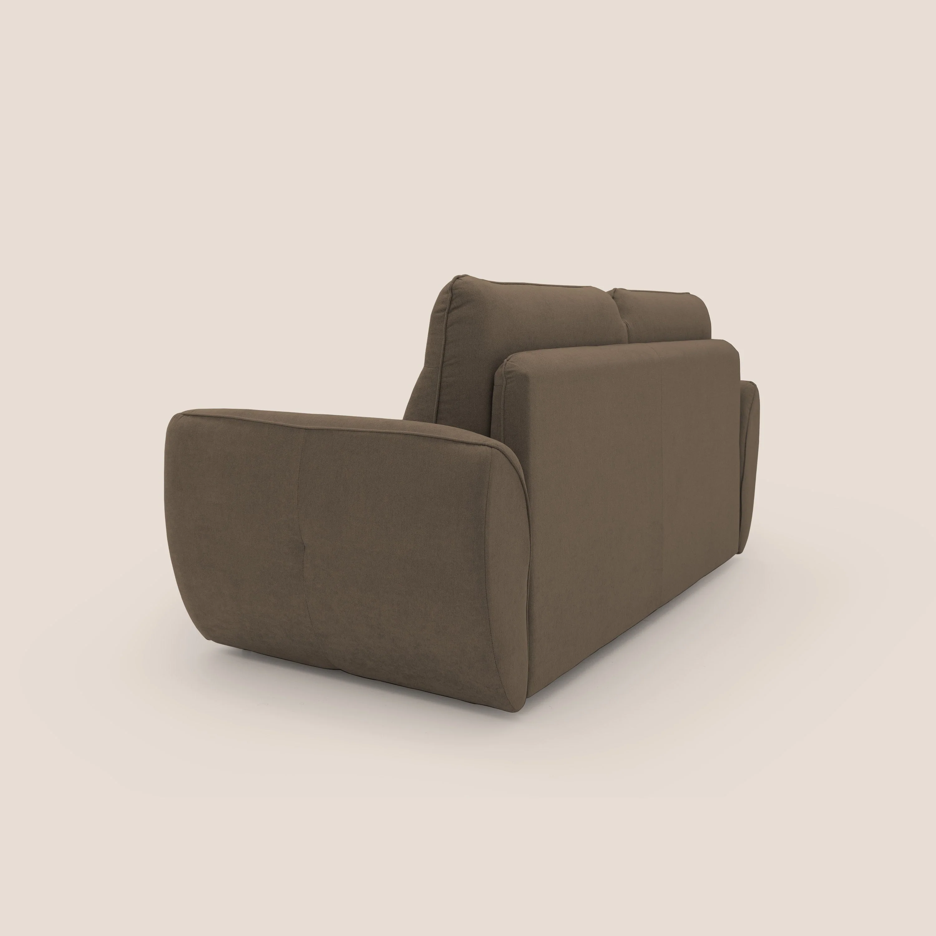 Zeus Canapé convertible scandinave avec dossier haut et matelas H18 cm en tissu imperméable T02 marron - Image 8