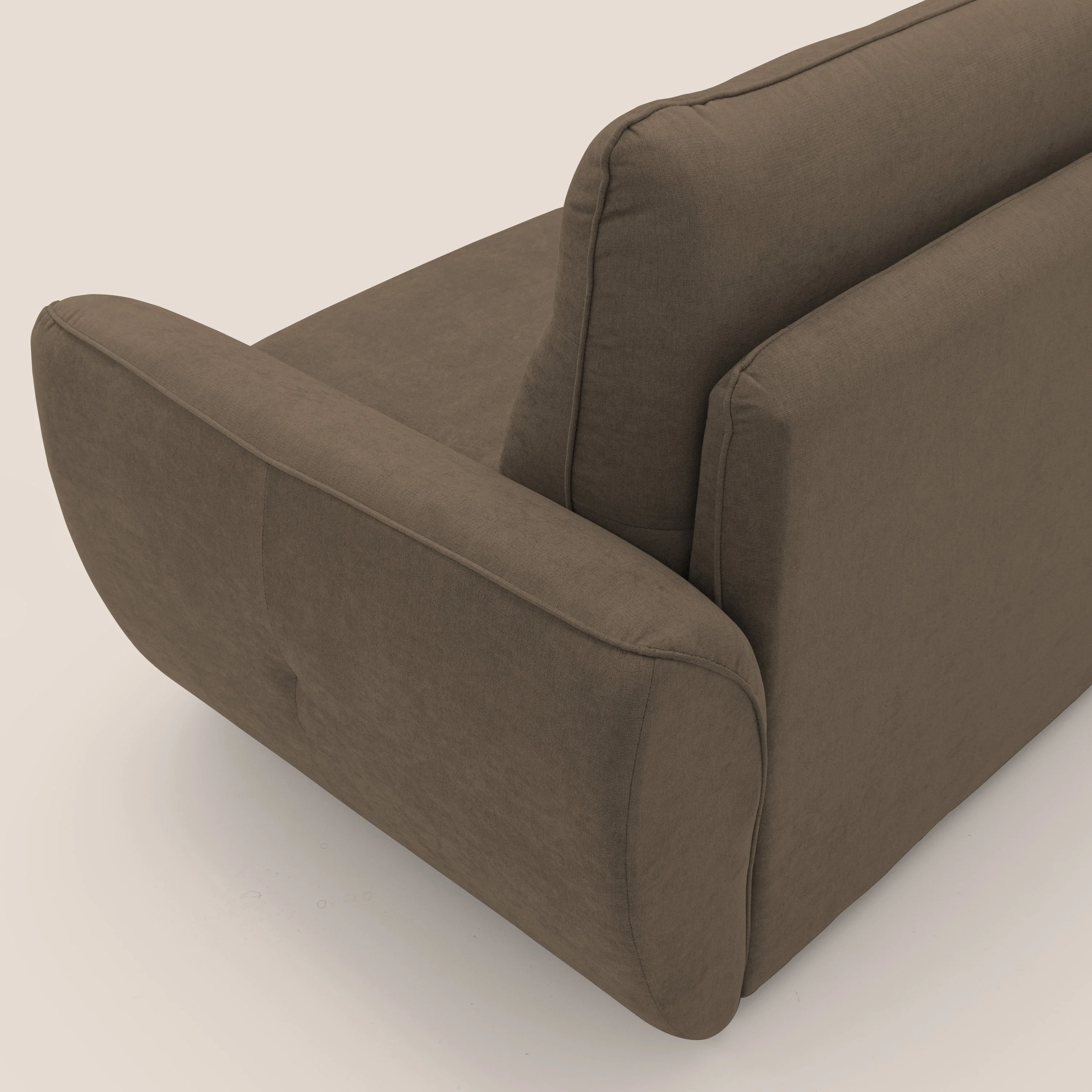 Zeus Canapé convertible scandinave avec dossier haut et matelas H18 cm en tissu imperméable T02 marron - Image 9
