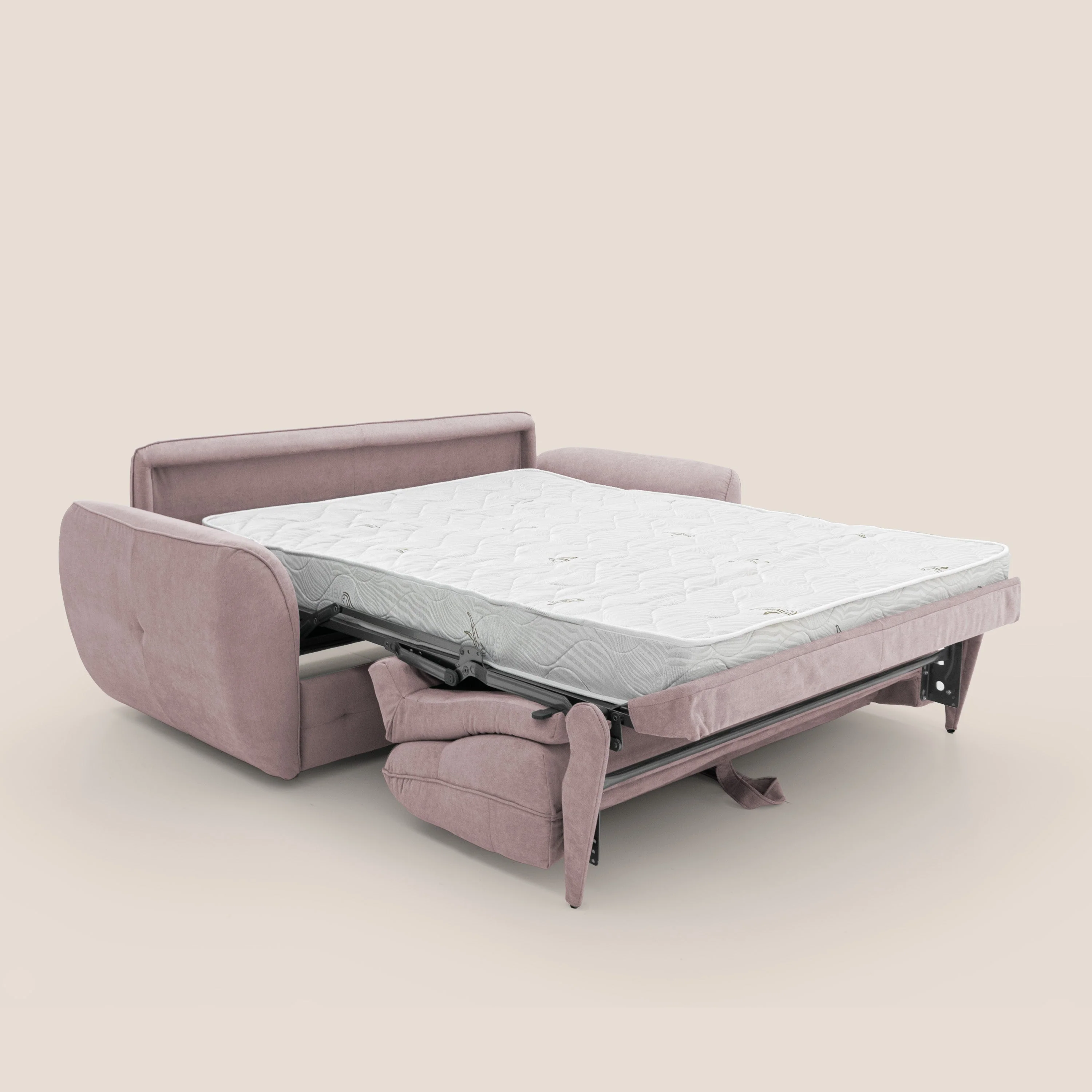 Zeus Canapé convertible scandinave avec dossier haut et matelas H18 cm en tissu imperméable T02 rose - Image 2