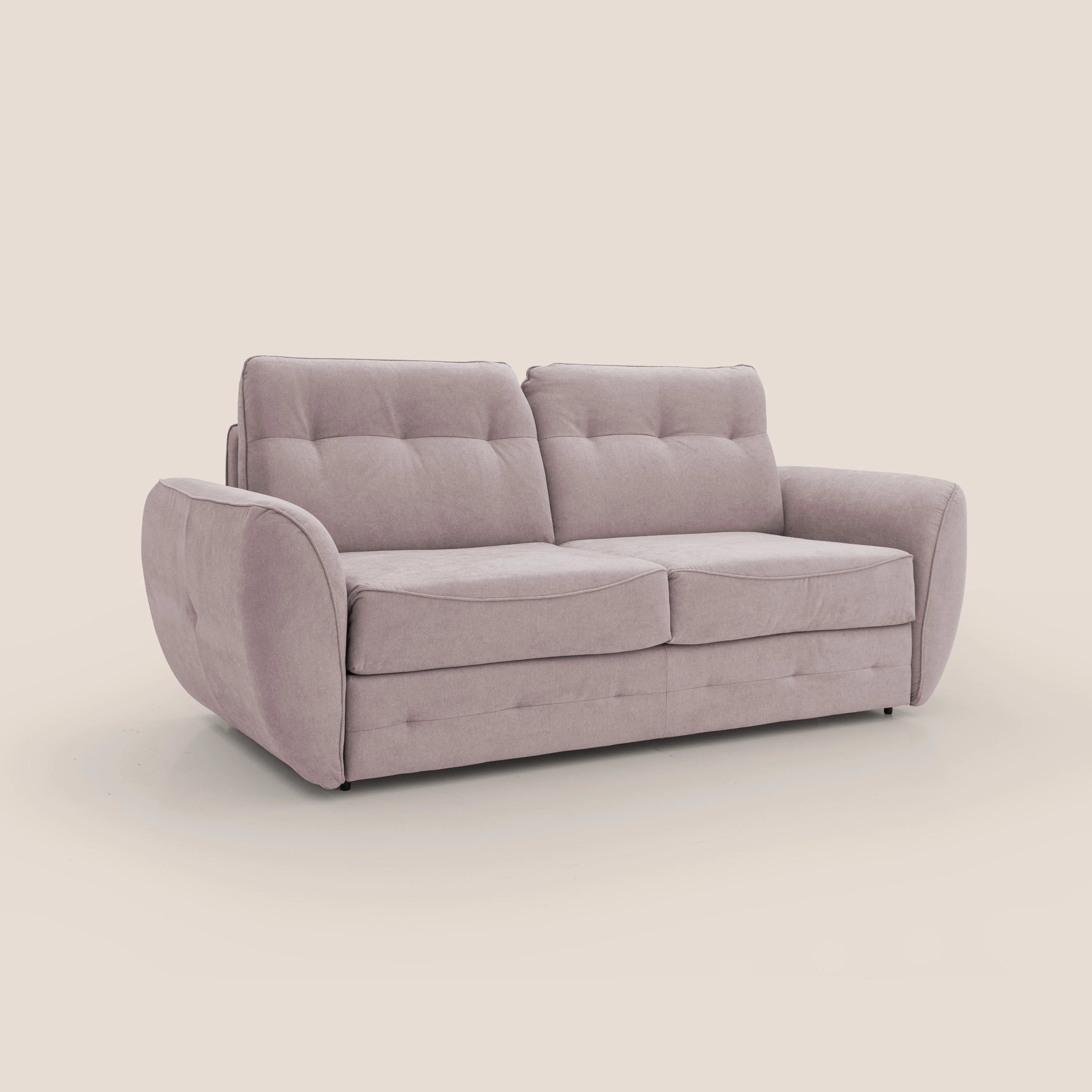 Zeus Canapé convertible scandinave avec dossier haut et matelas H18 cm en tissu imperméable T02 rose - Image 4