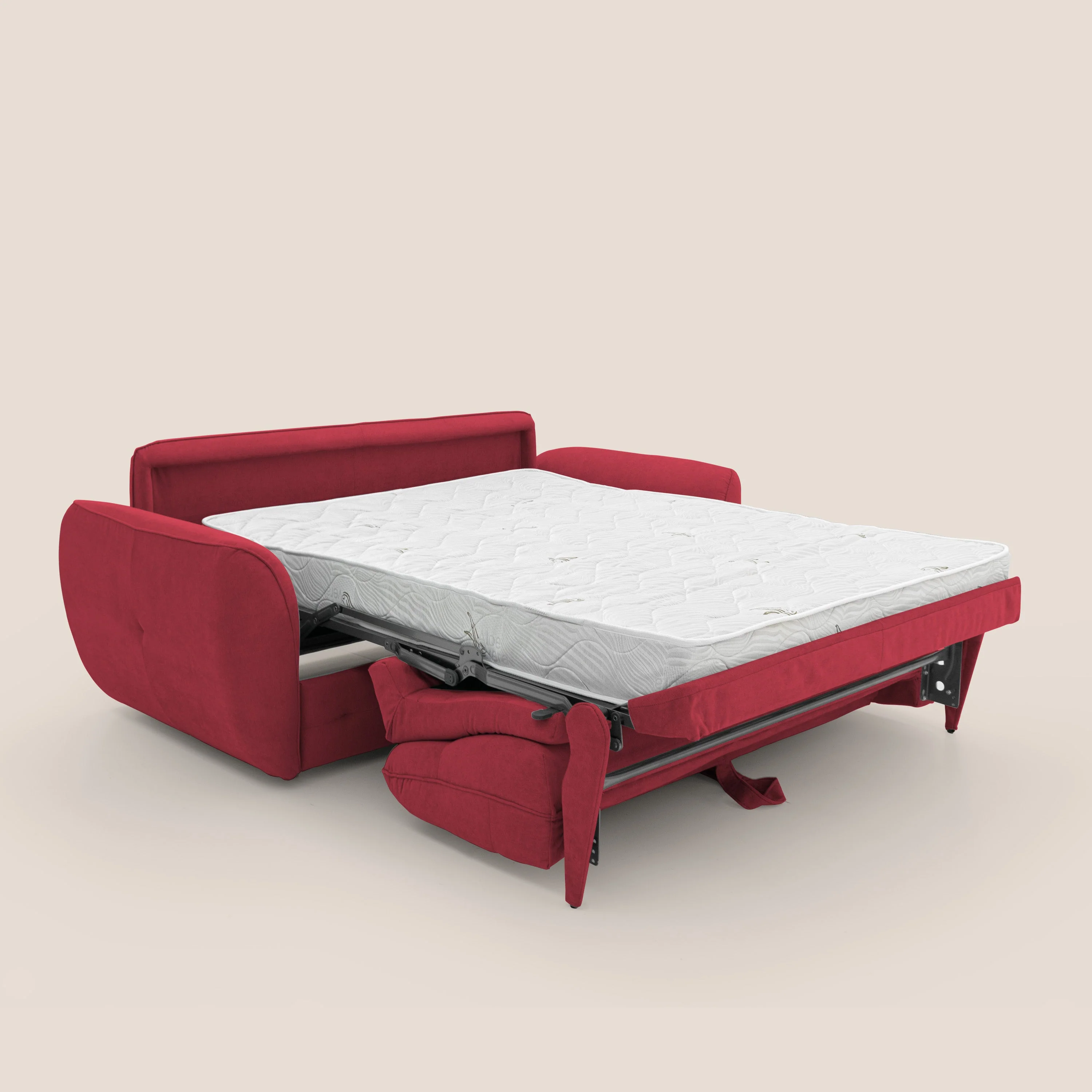 Zeus Canapé convertible scandinave avec dossier haut et matelas H18 cm en tissu imperméable T02 rouge - Image 2