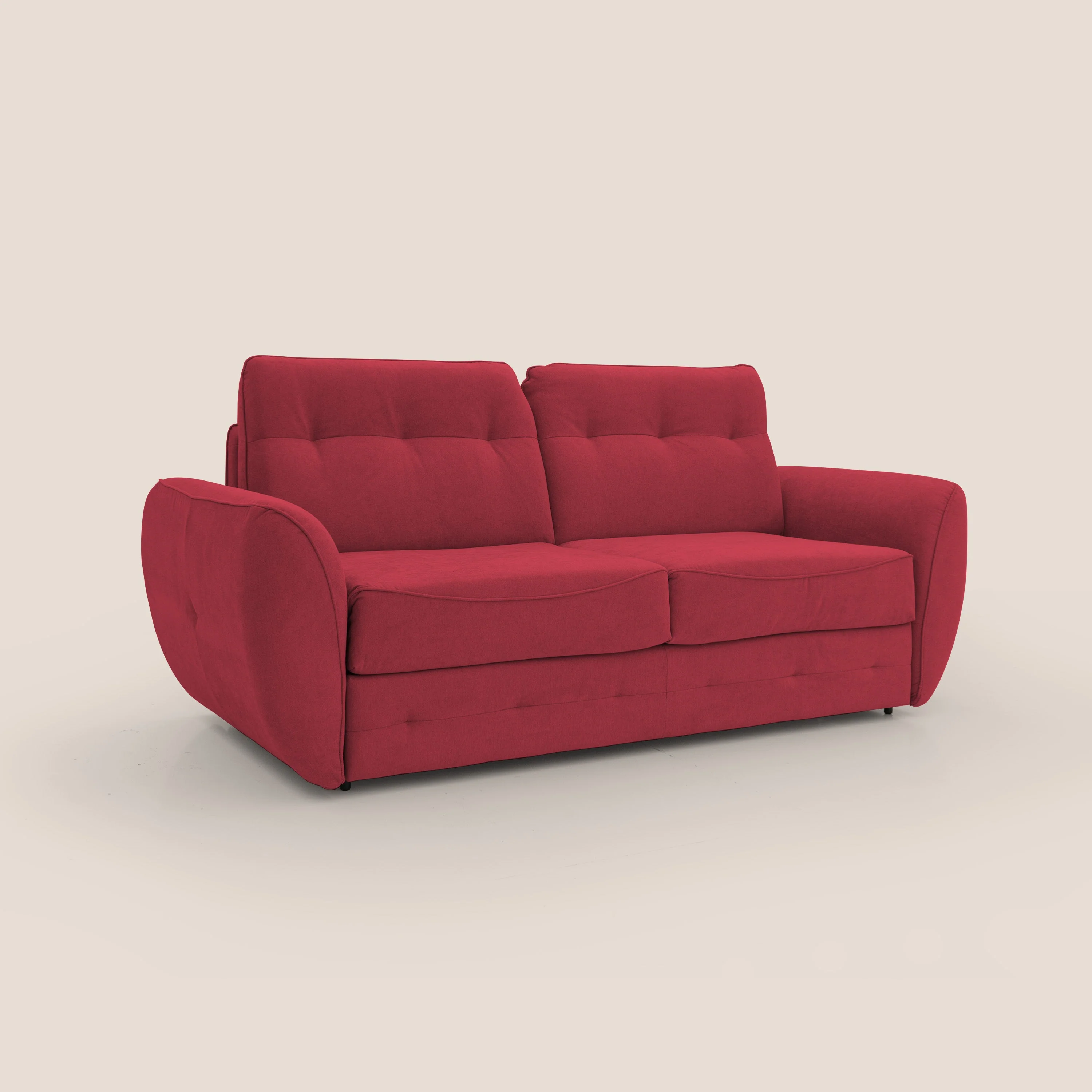Zeus Canapé convertible scandinave avec dossier haut et matelas H18 cm en tissu imperméable T02 rouge - Image 4
