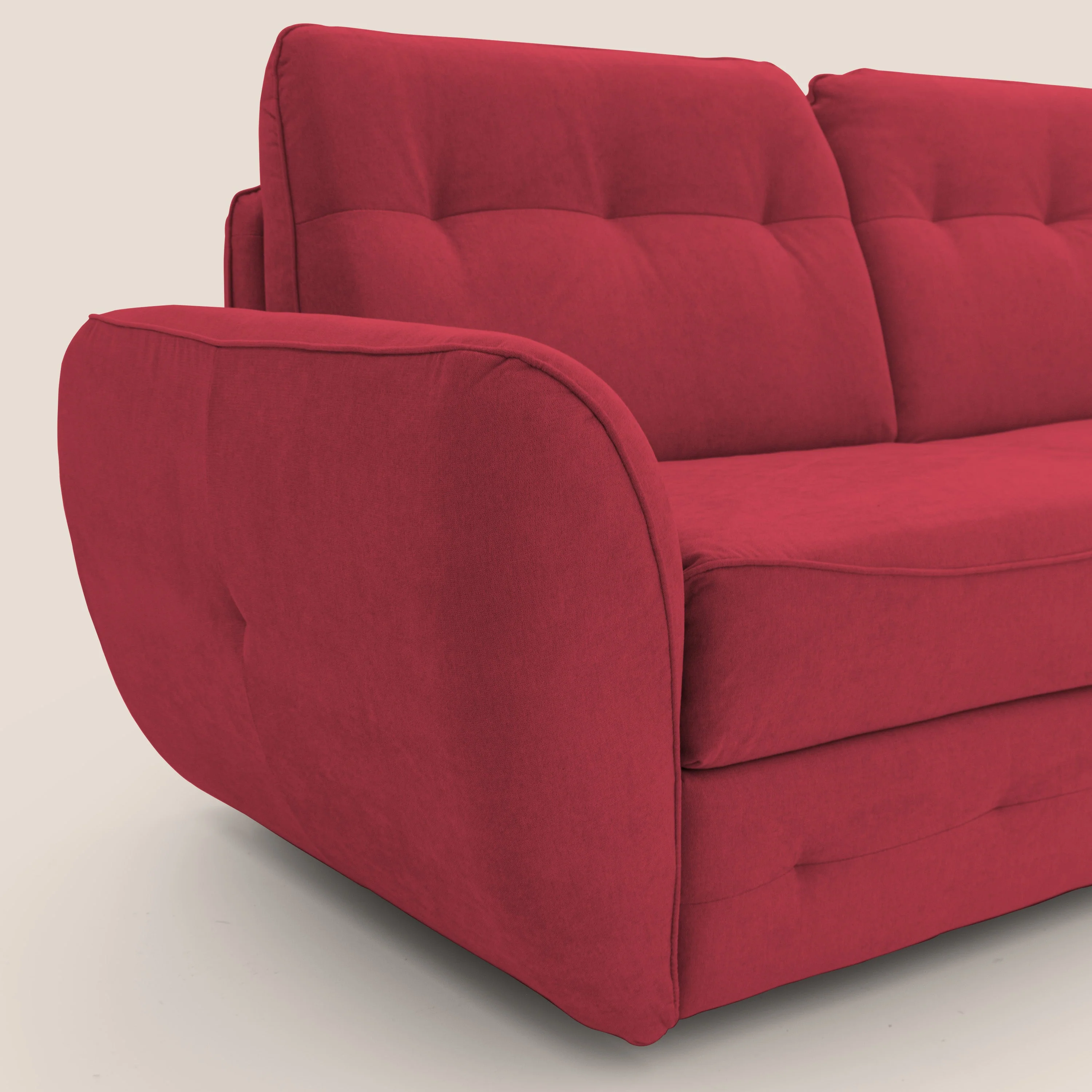 Zeus Canapé convertible scandinave avec dossier haut et matelas H18 cm en tissu imperméable T02 rouge - Image 6