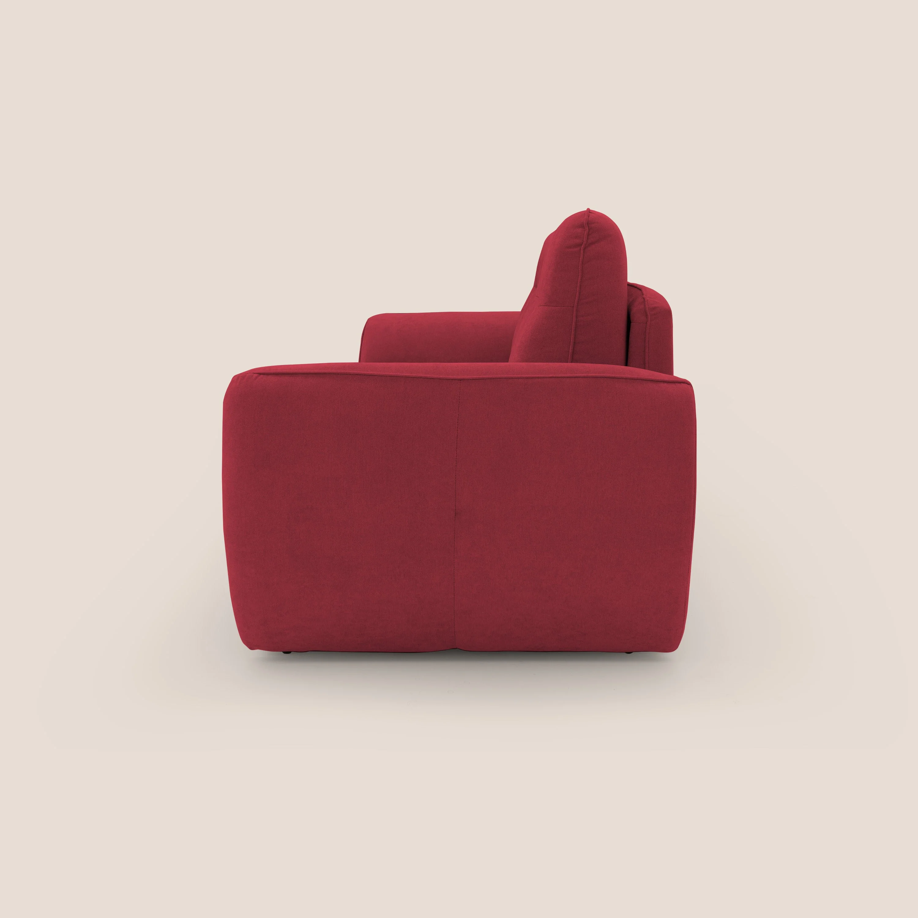 Zeus Canapé convertible scandinave avec dossier haut et matelas H18 cm en tissu imperméable T02 rouge - Image 7