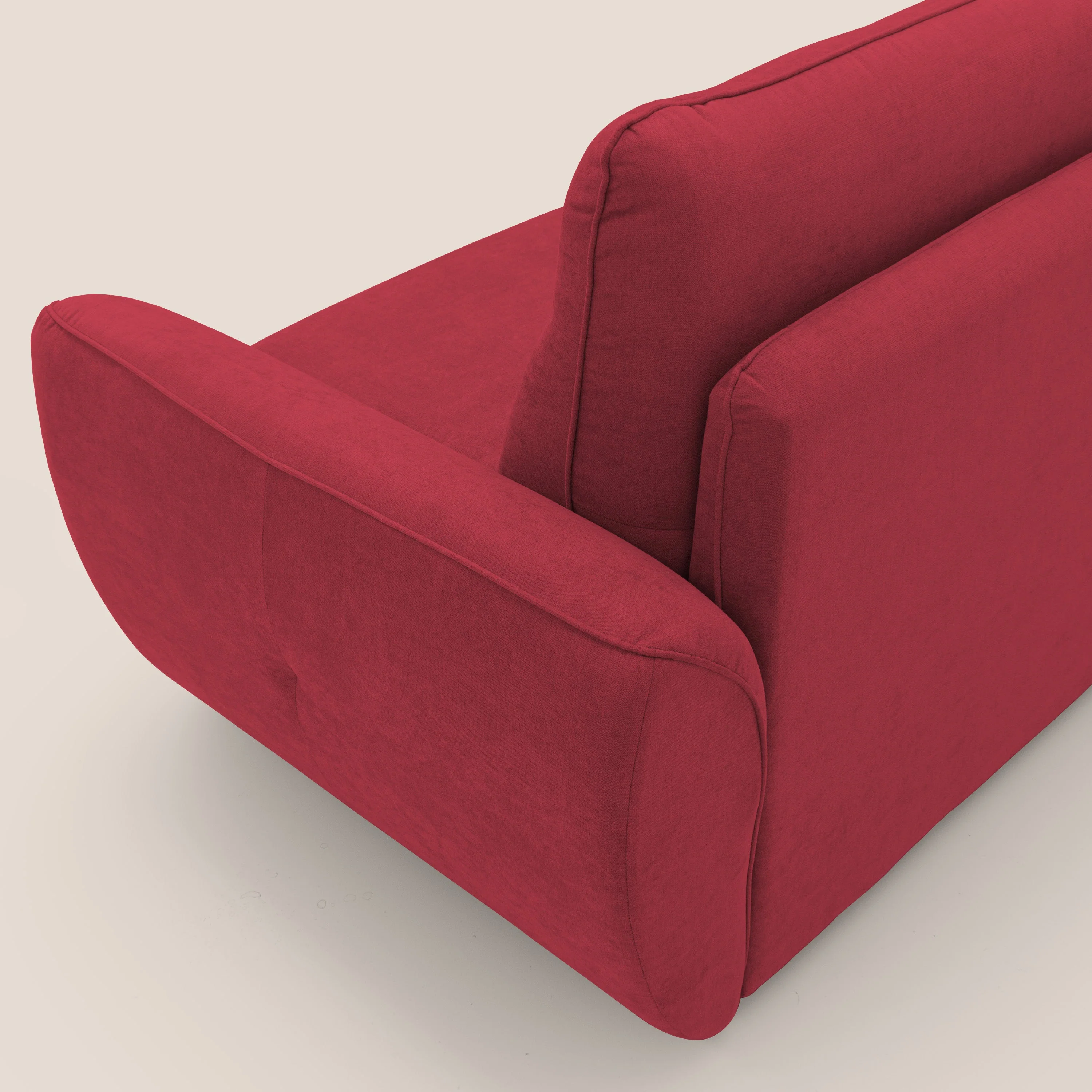 Zeus Canapé convertible scandinave avec dossier haut et matelas H18 cm en tissu imperméable T02 rouge - Image 9
