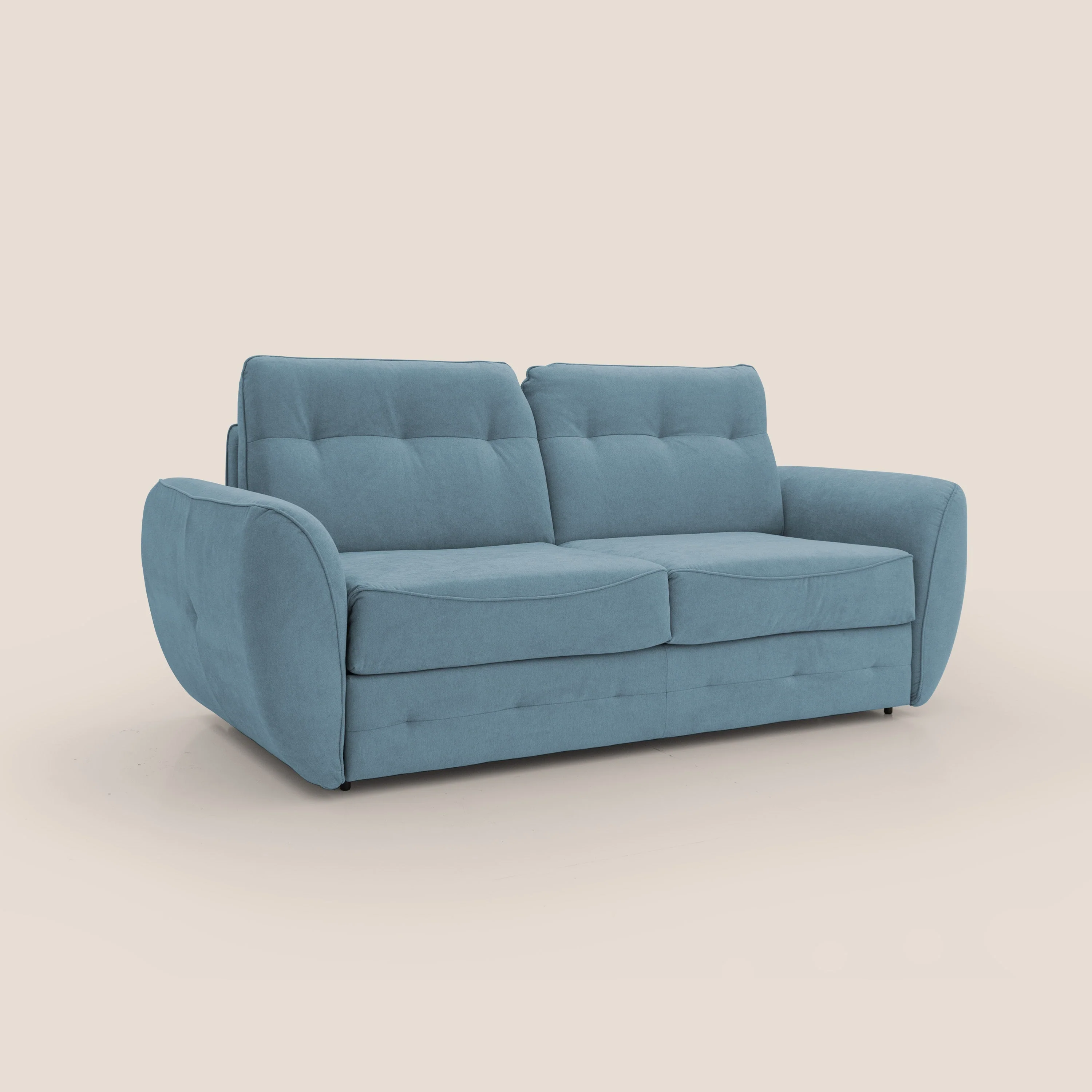Zeus Canapé convertible scandinave avec dossier haut et matelas H18 cm en tissu imperméable T02 sucre glace - Image 4