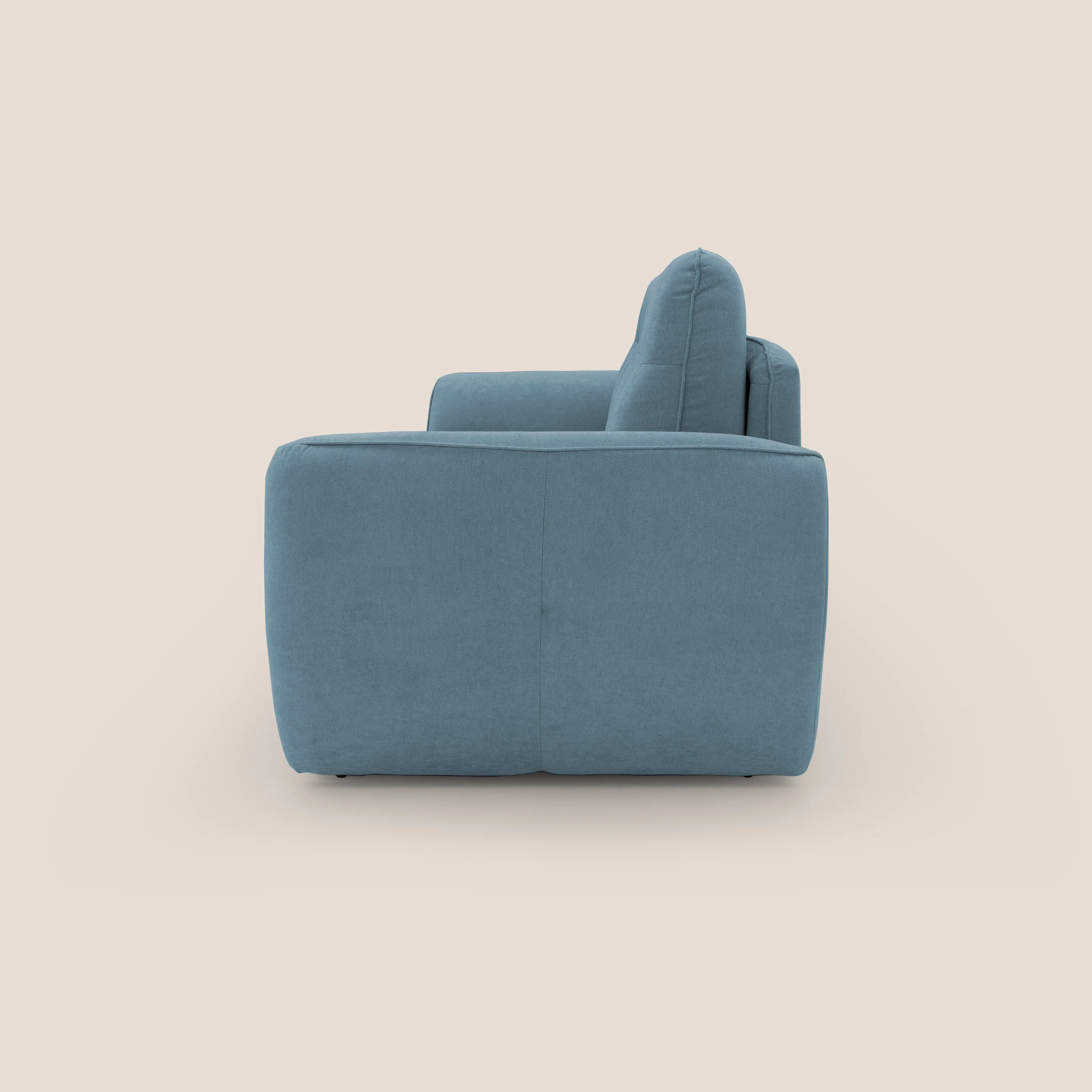 Zeus Canapé convertible scandinave avec dossier haut et matelas H18 cm en tissu imperméable T02 sucre glace - Image 7