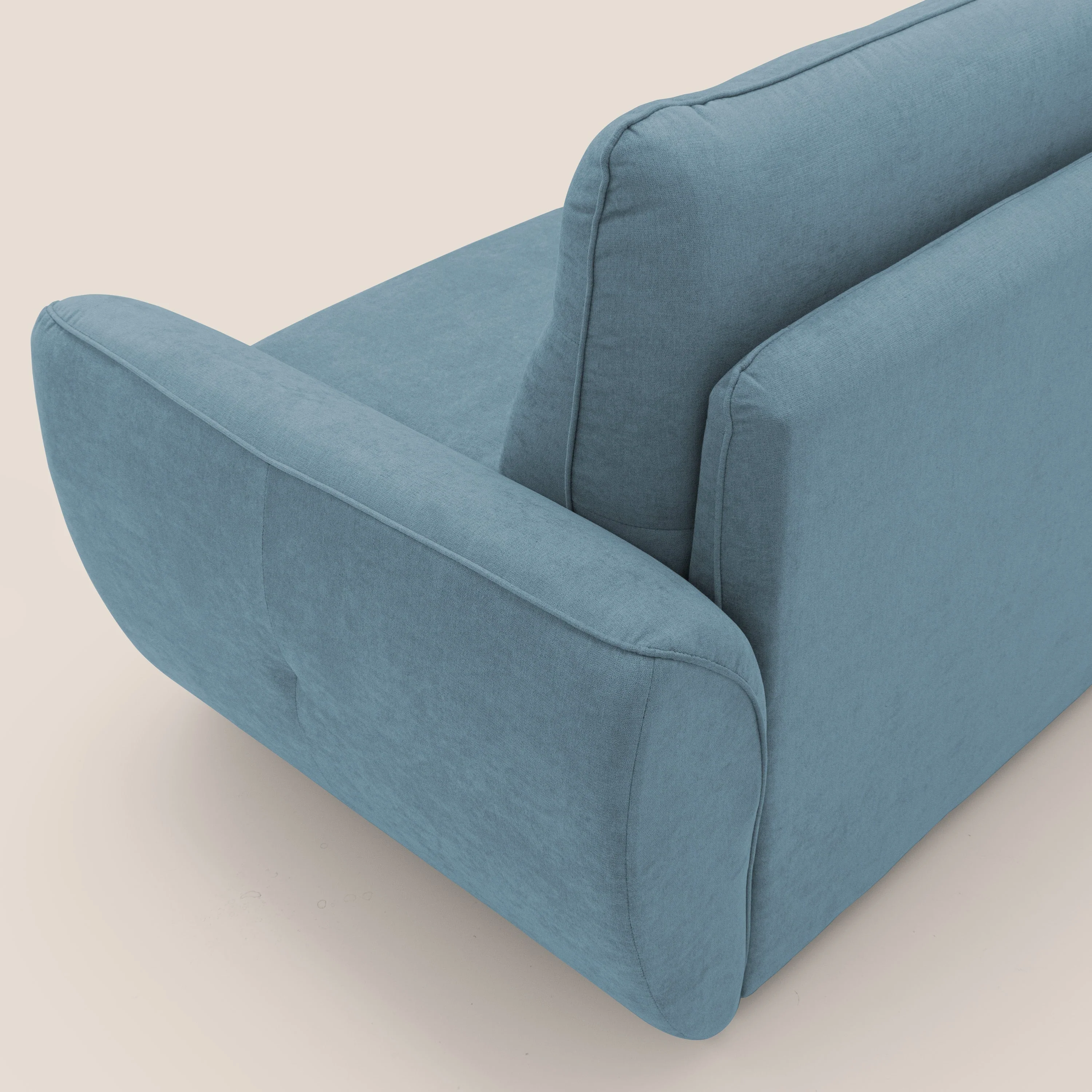Zeus Canapé convertible scandinave avec dossier haut et matelas H18 cm en tissu imperméable T02 sucre glace - Image 9