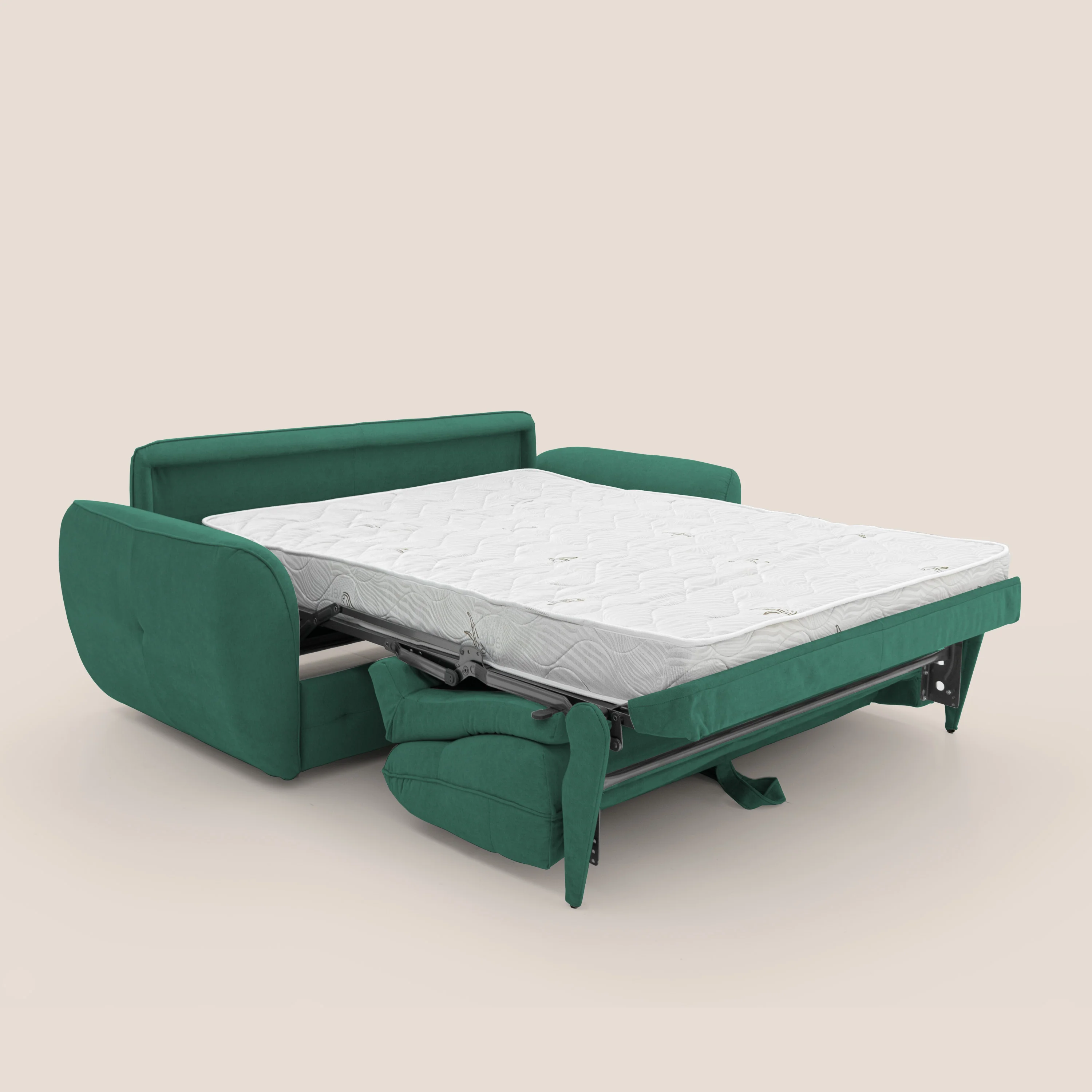 Zeus Canapé convertible scandinave avec dossier haut et matelas H18 cm en tissu imperméable T02 vert - Image 2