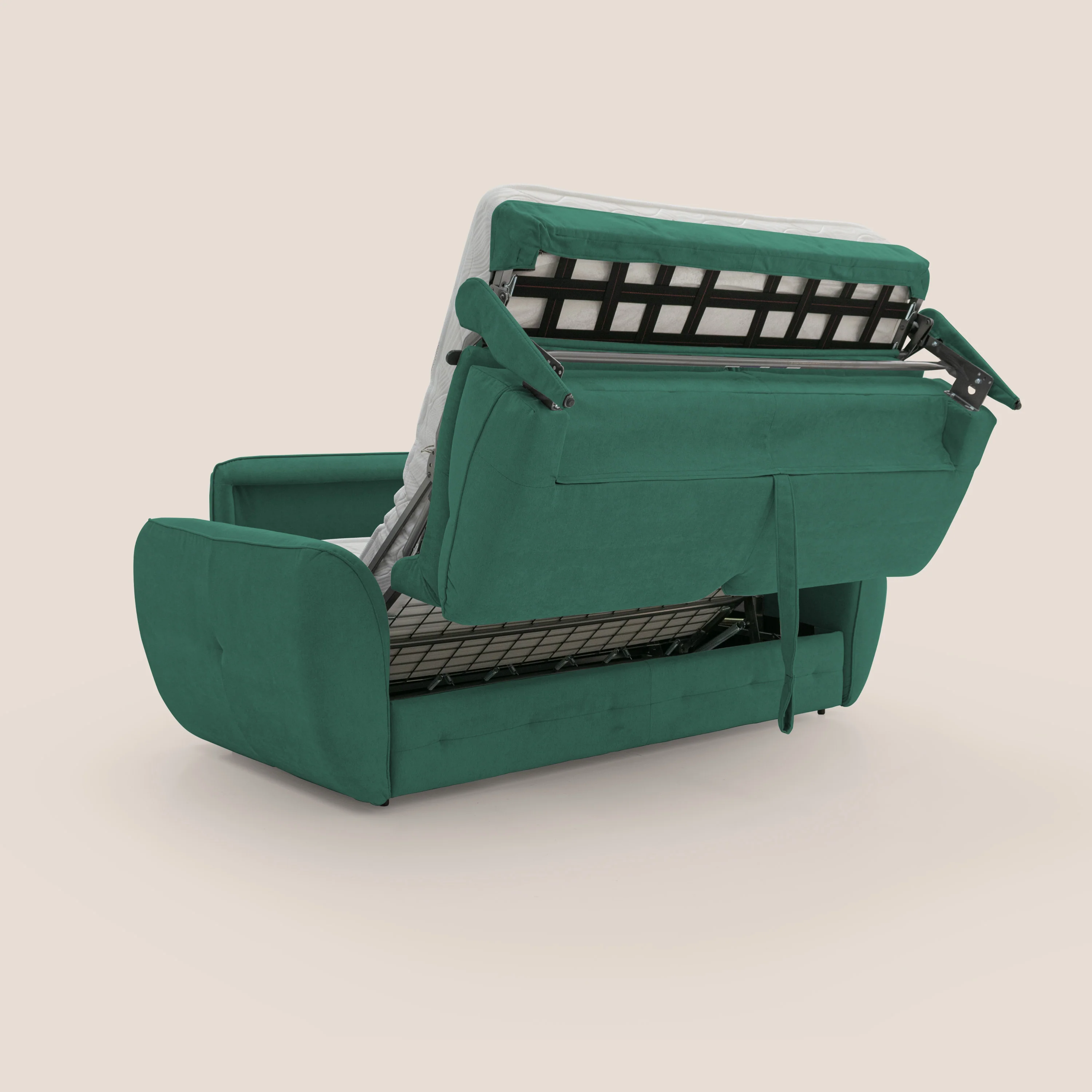 Zeus Canapé convertible scandinave avec dossier haut et matelas H18 cm en tissu imperméable T02 vert - Image 3