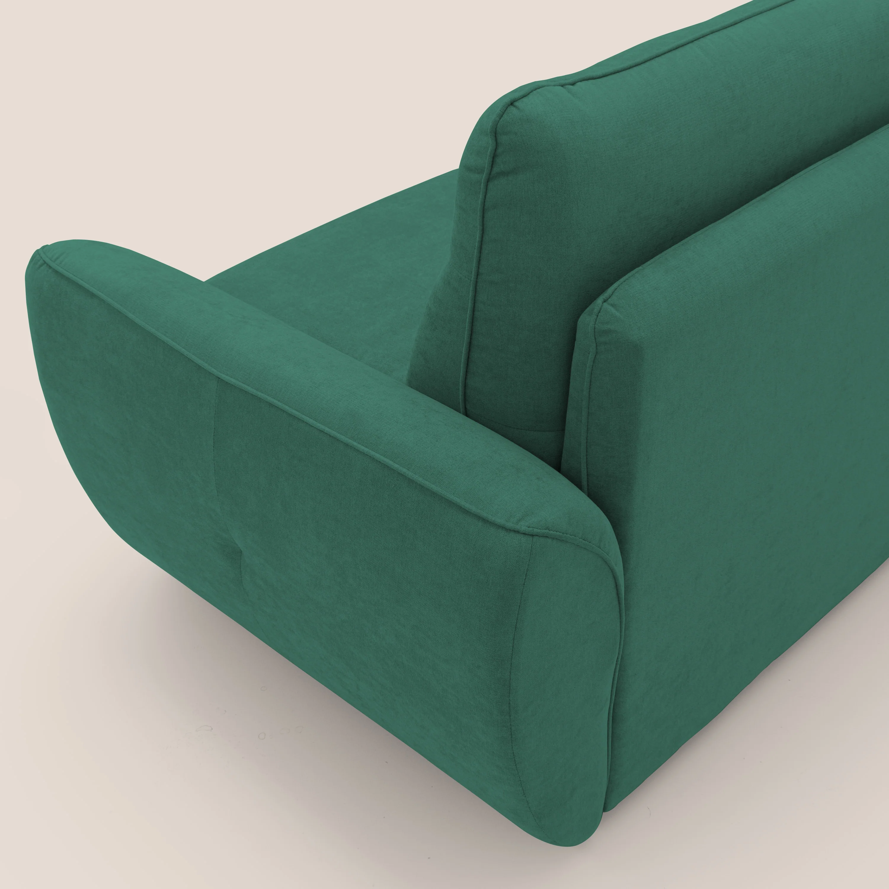 Zeus Canapé convertible scandinave avec dossier haut et matelas H18 cm en tissu imperméable T02 vert - Image 9
