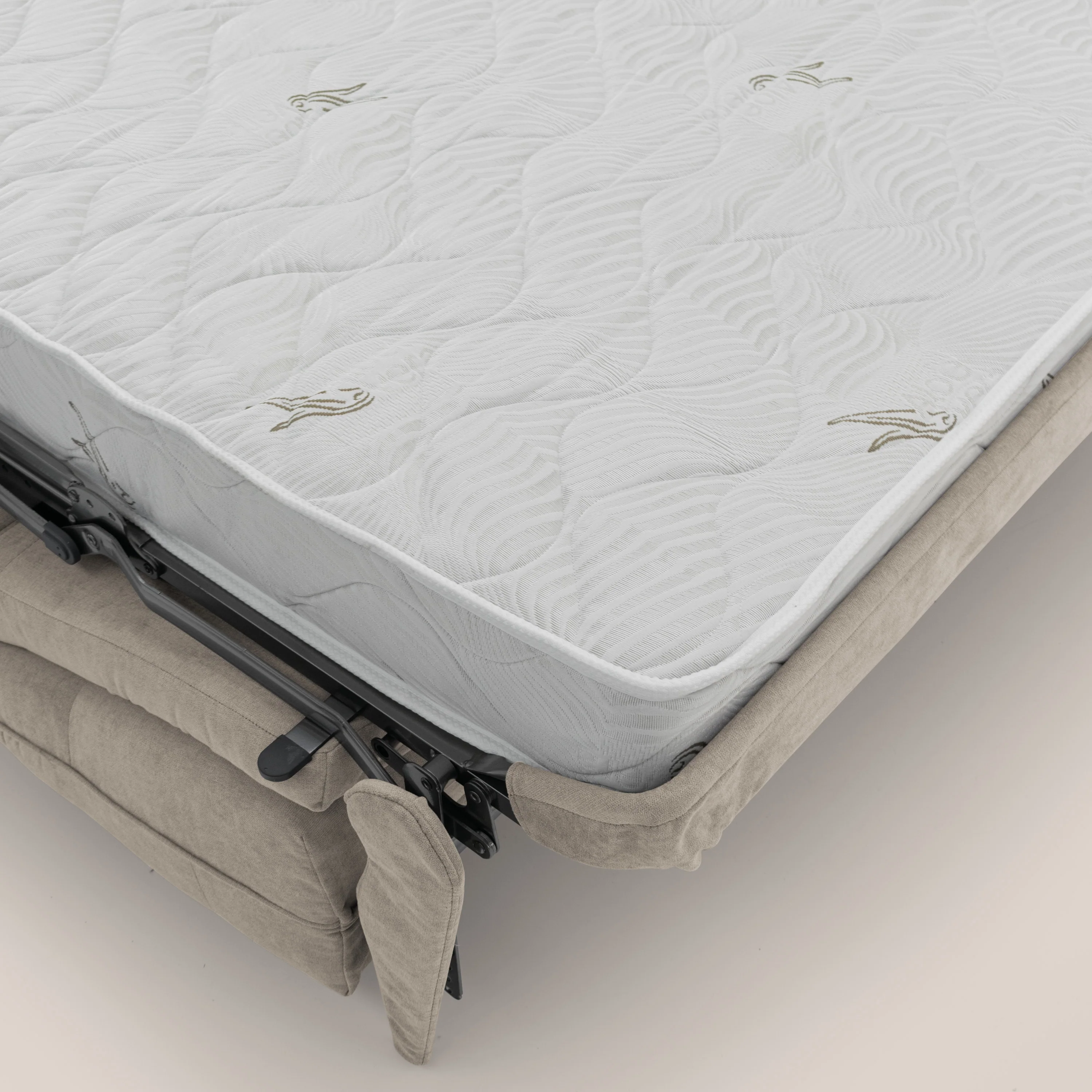 Zeus Canapé d'angle convertible avec matelas H18 cm pouf mobile en tissu imperméable T02 beige - Image 10