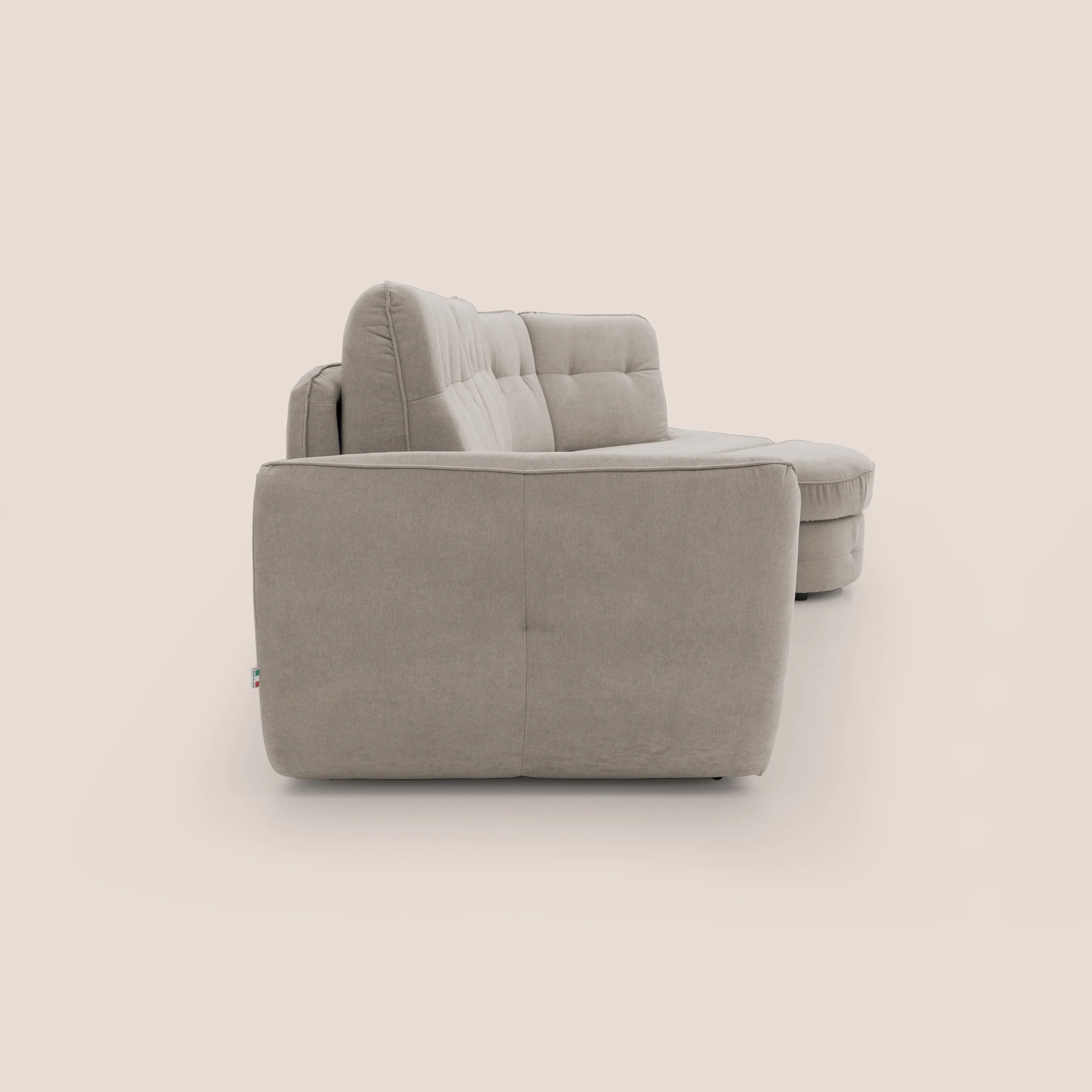 Zeus Canapé d'angle convertible avec matelas H18 cm pouf mobile en tissu imperméable T02 beige - Image 13