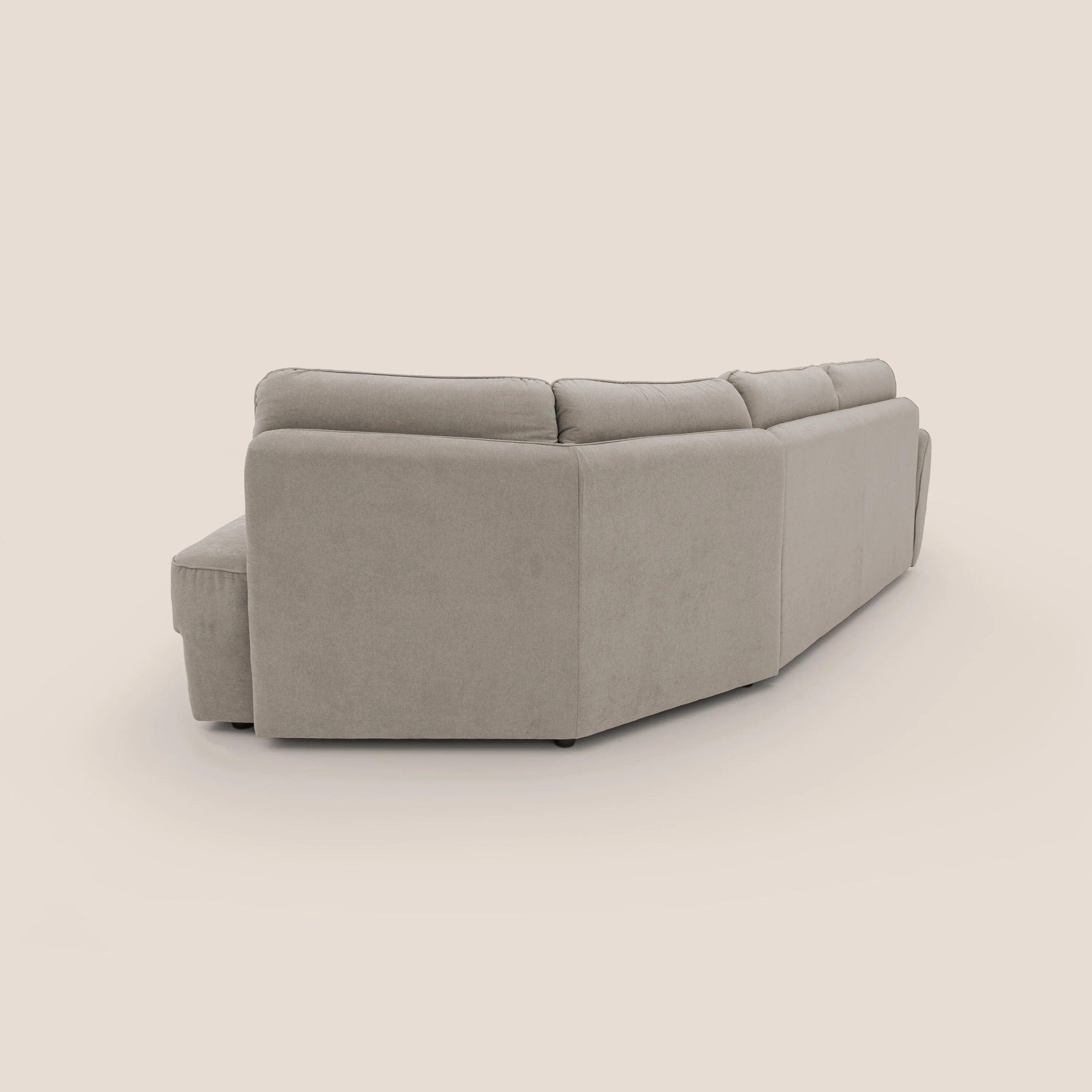 Zeus Canapé d'angle convertible avec matelas H18 cm pouf mobile en tissu imperméable T02 beige - Image 14