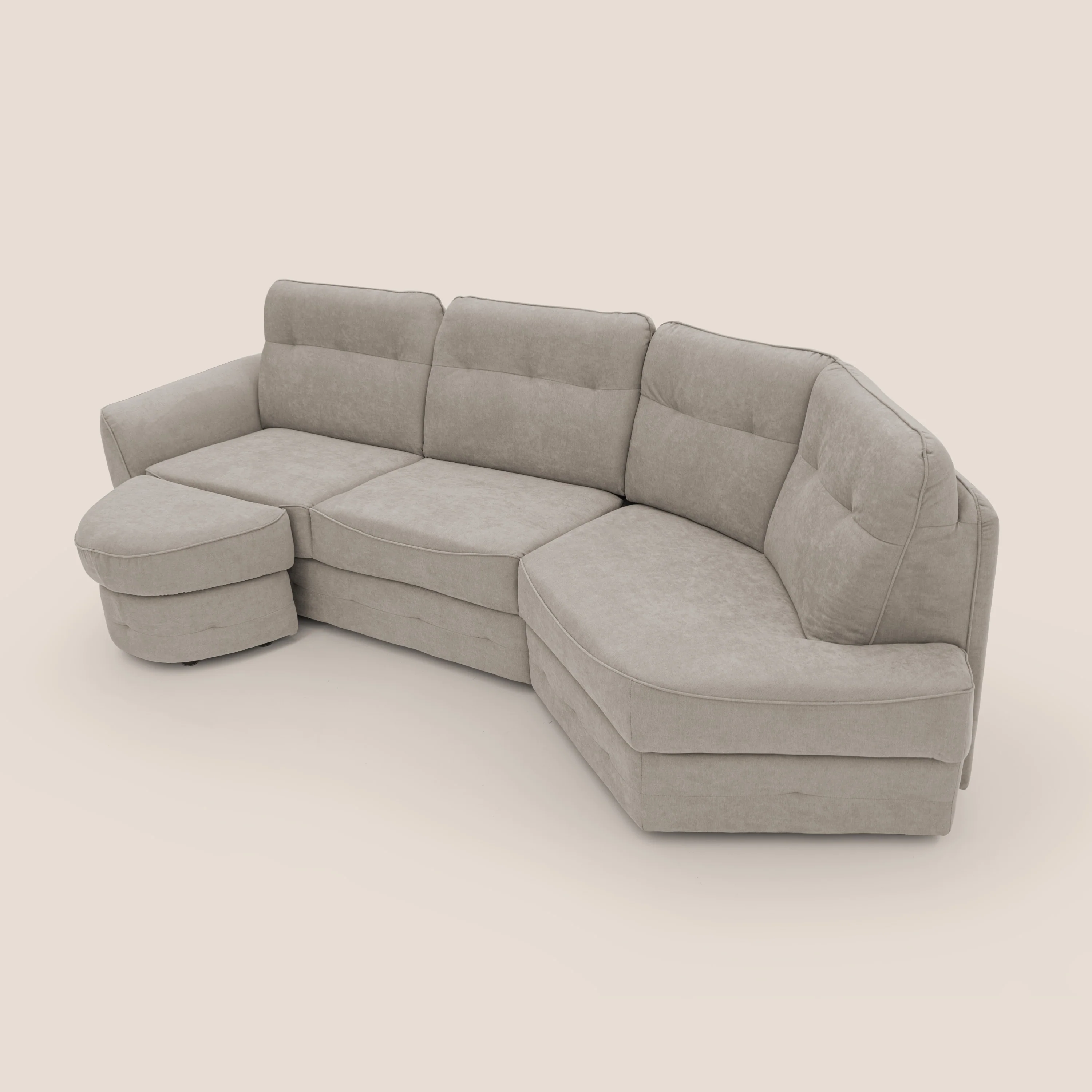 Zeus Canapé d'angle convertible avec matelas H18 cm pouf mobile en tissu imperméable T02 beige - Image 7