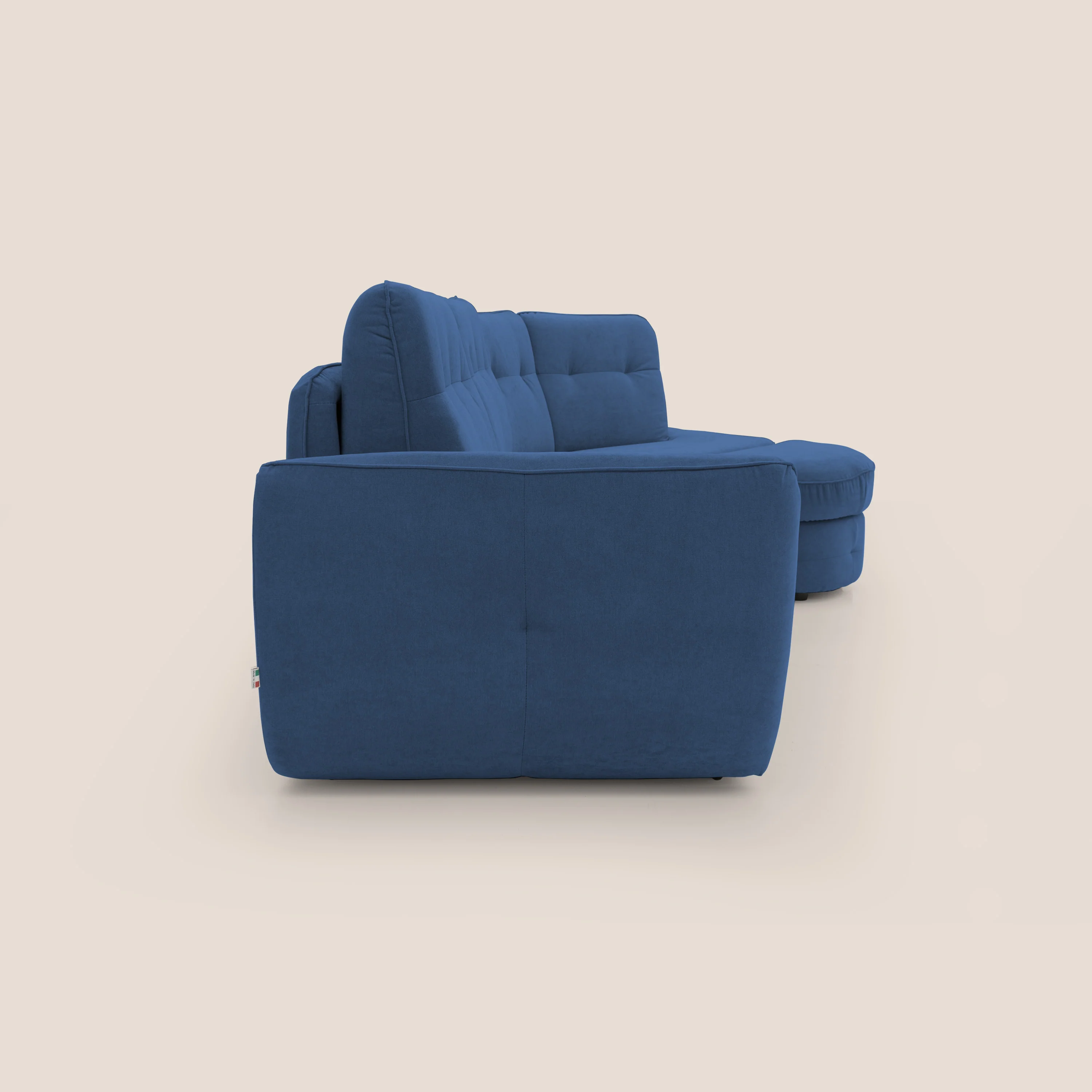 Zeus Canapé d'angle convertible avec matelas H18 cm pouf mobile en tissu imperméable T02 bleu - Image 13