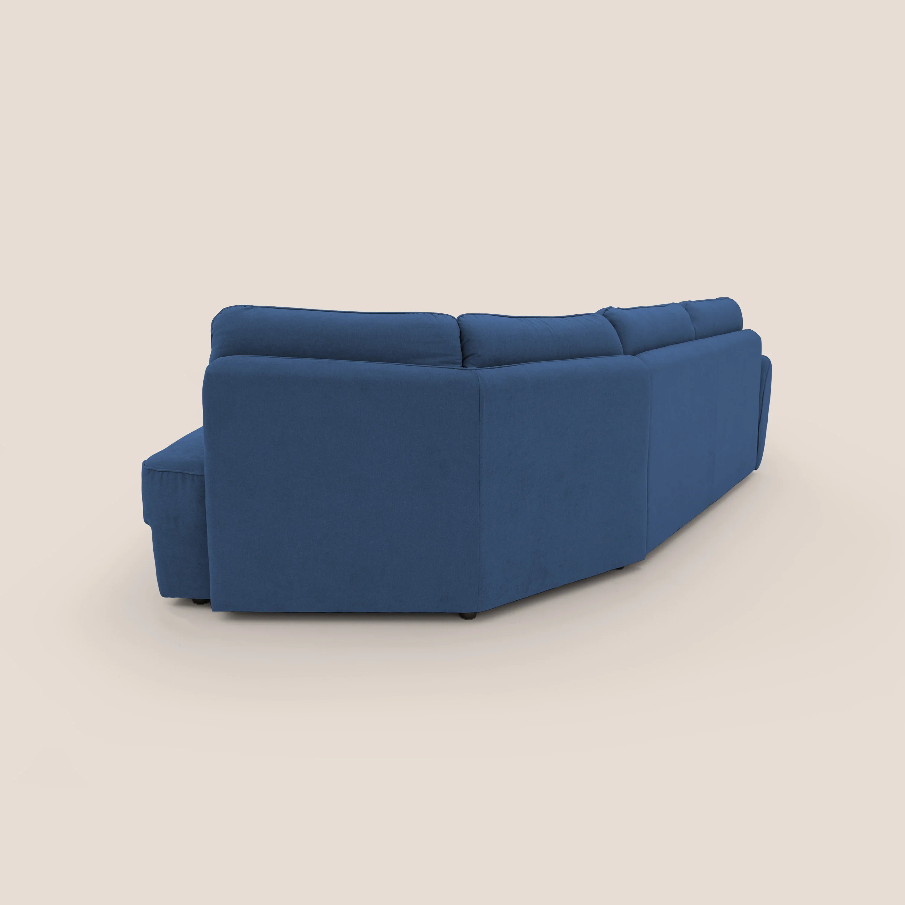 Zeus Canapé d'angle convertible avec matelas H18 cm pouf mobile en tissu imperméable T02 bleu - Image 14