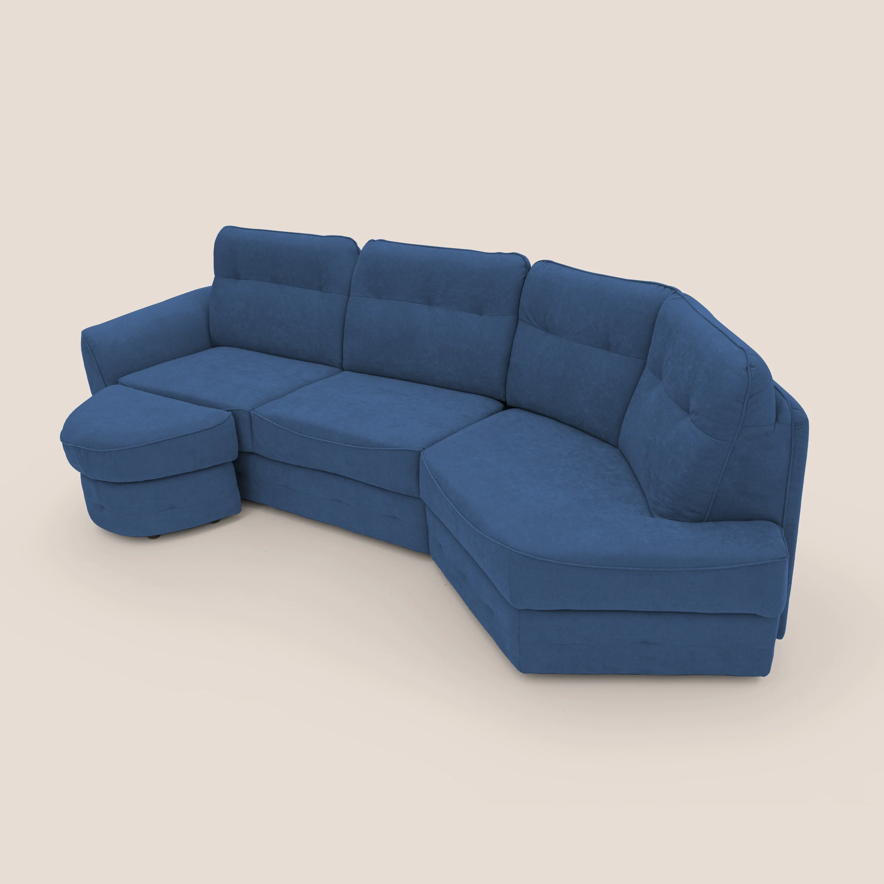 Zeus Canapé d'angle convertible avec matelas H18 cm pouf mobile en tissu imperméable T02 bleu - Image 7