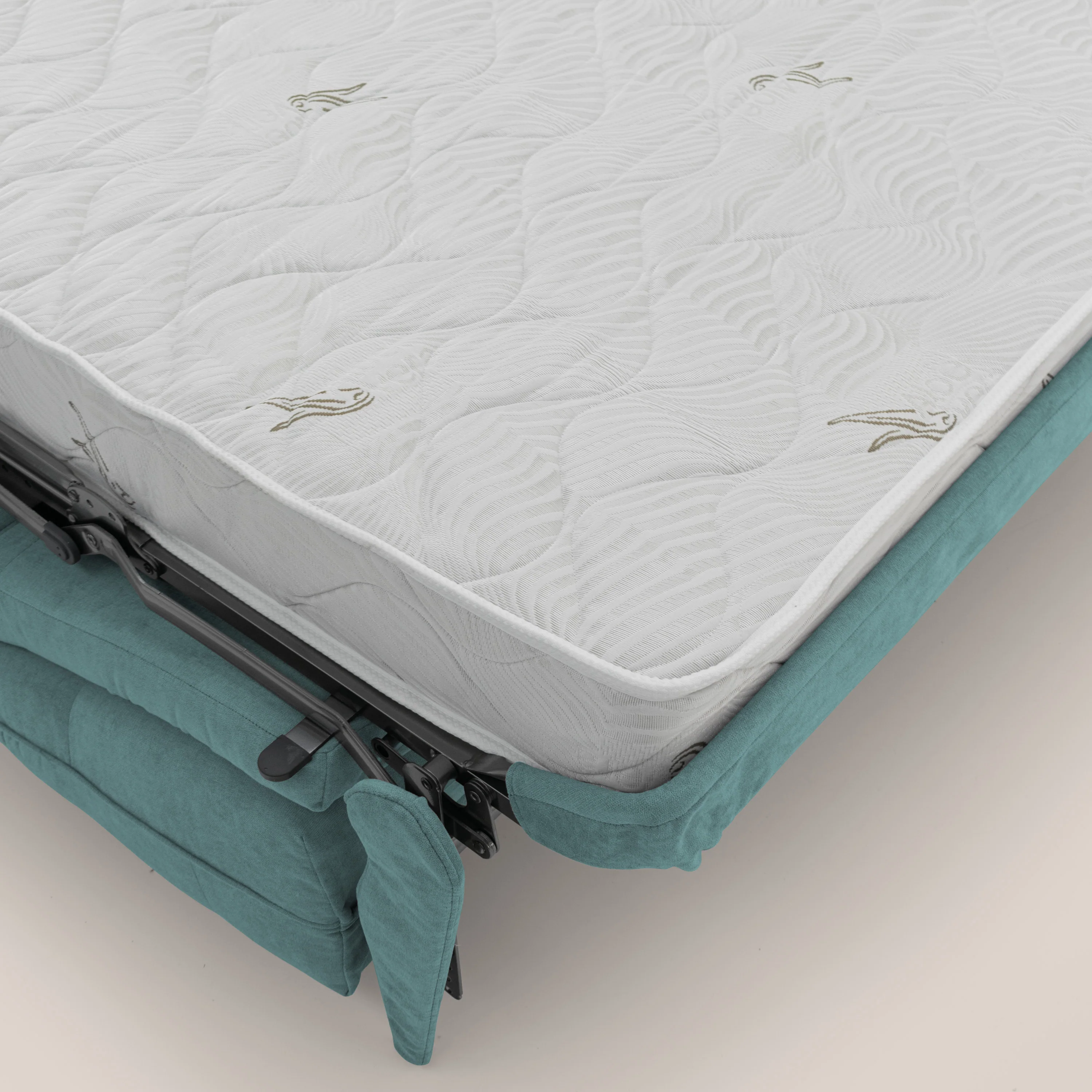 Zeus Canapé d'angle convertible avec matelas H18 cm pouf mobile en tissu imperméable T02 bleu canard - Image 10