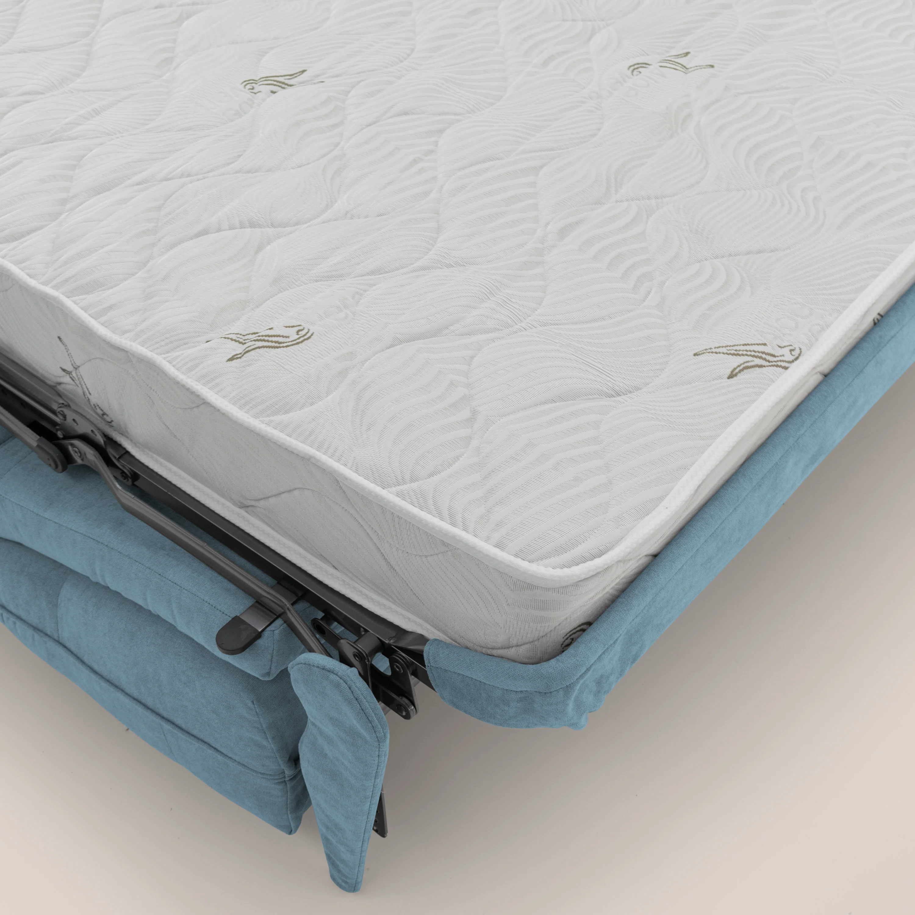 Zeus Canapé d'angle convertible avec matelas H18 cm pouf mobile en tissu imperméable T02 bleu pastel - Image 10
