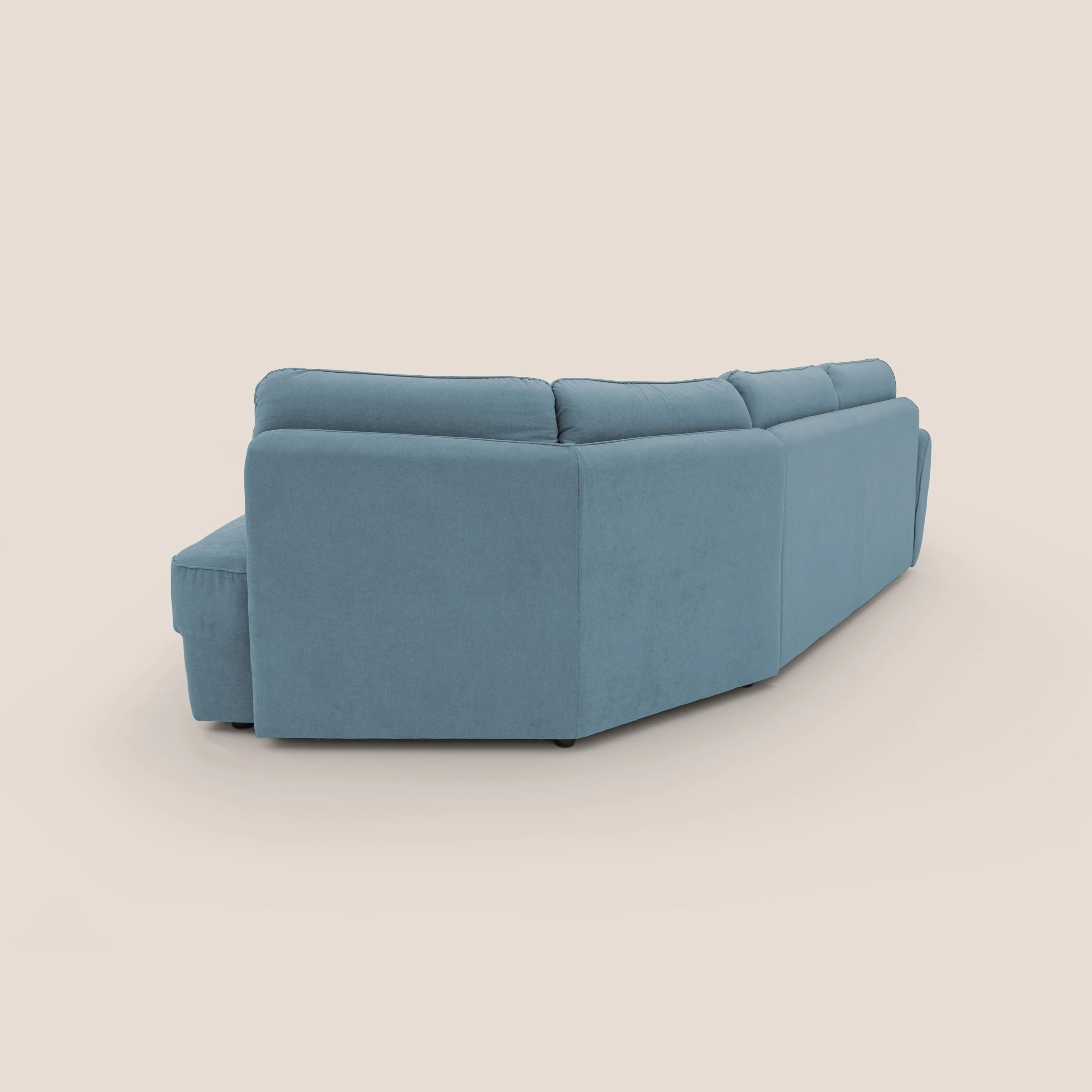Zeus Canapé d'angle convertible avec matelas H18 cm pouf mobile en tissu imperméable T02 bleu pastel - Image 14
