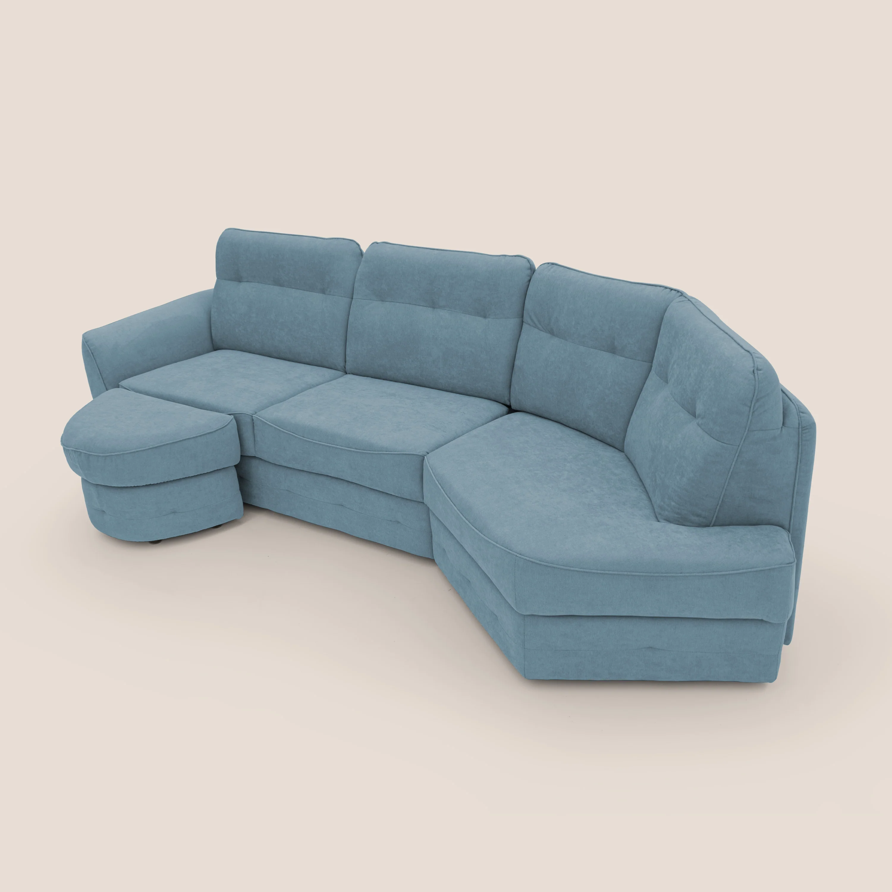 Zeus Canapé d'angle convertible avec matelas H18 cm pouf mobile en tissu imperméable T02 bleu pastel - Image 7