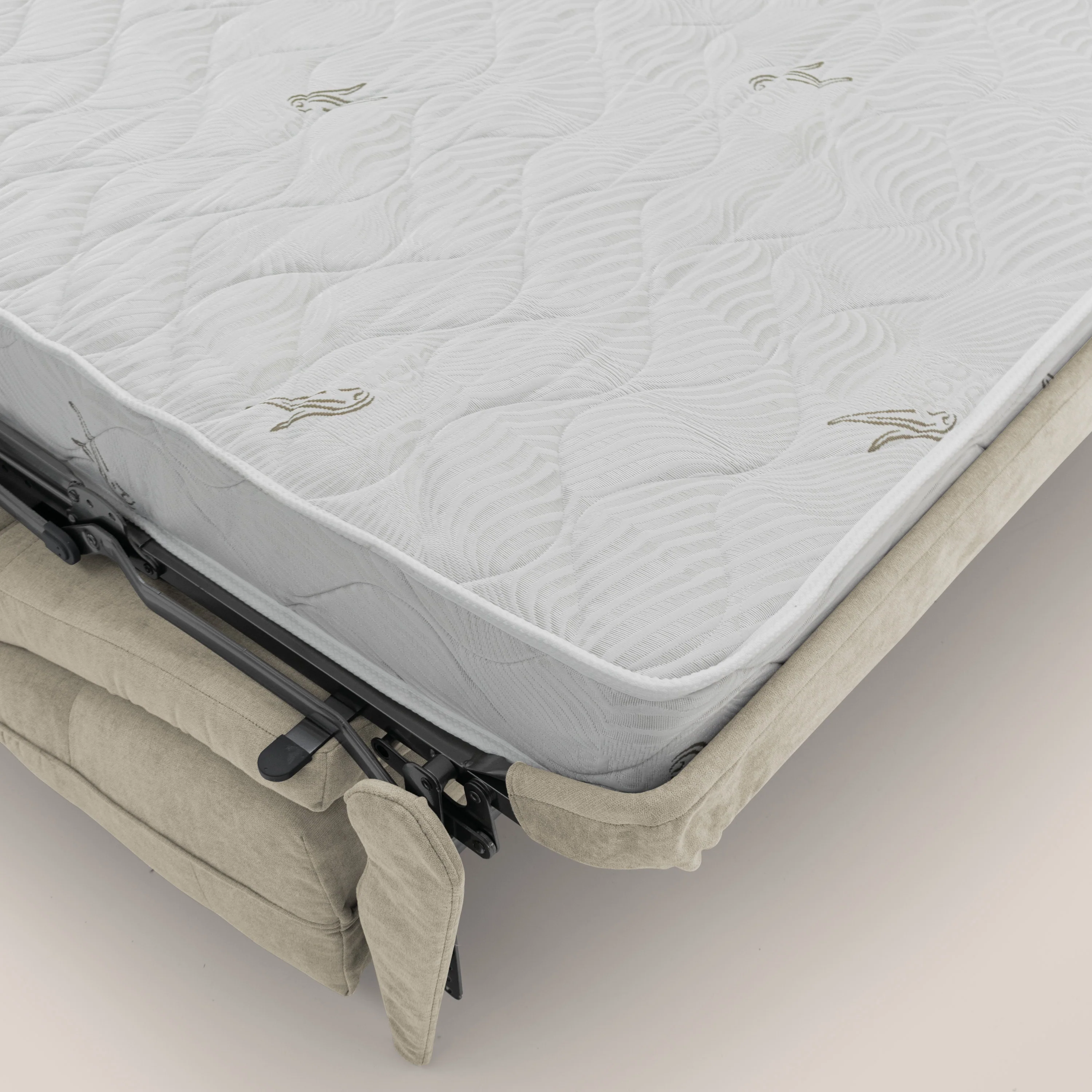 Zeus Canapé d'angle convertible avec matelas H18 cm pouf mobile en tissu imperméable T02 crème - Image 10