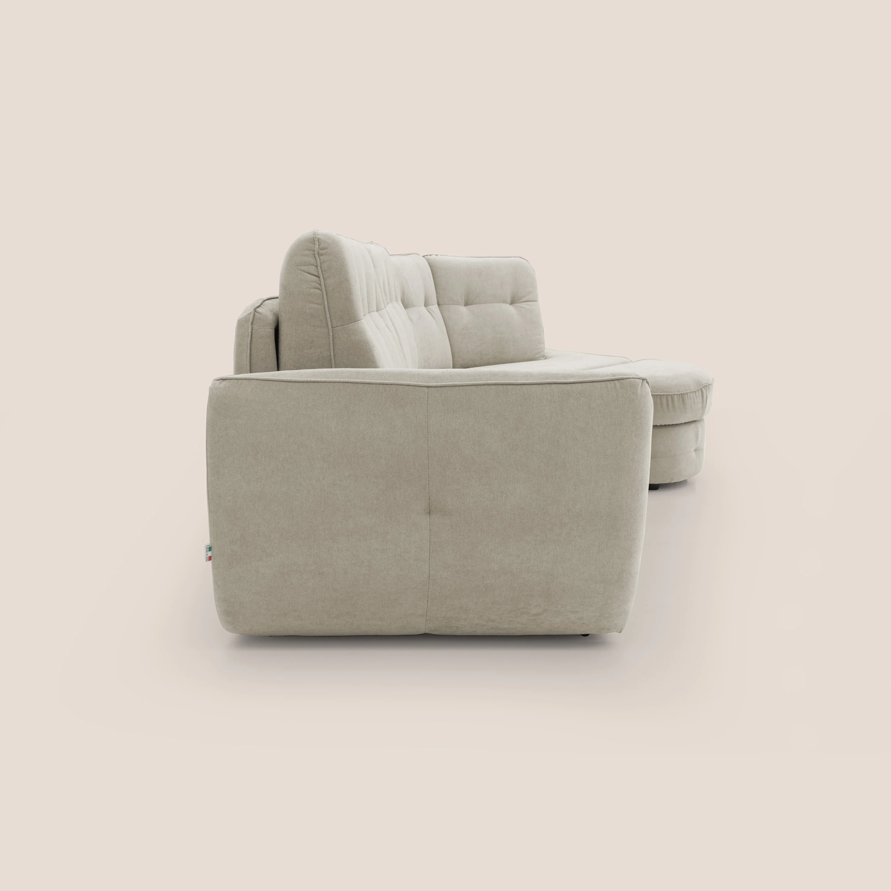 Zeus Canapé d'angle convertible avec matelas H18 cm pouf mobile en tissu imperméable T02 crème - Image 13