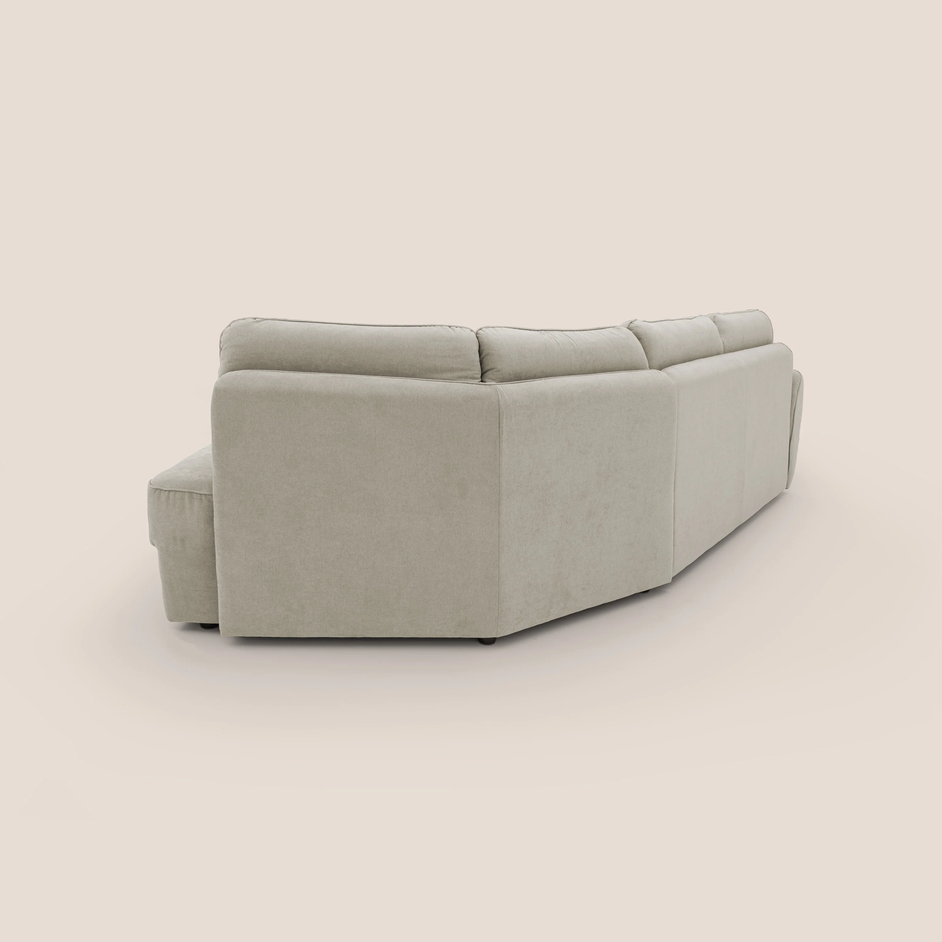 Zeus Canapé d'angle convertible avec matelas H18 cm pouf mobile en tissu imperméable T02 crème - Image 14