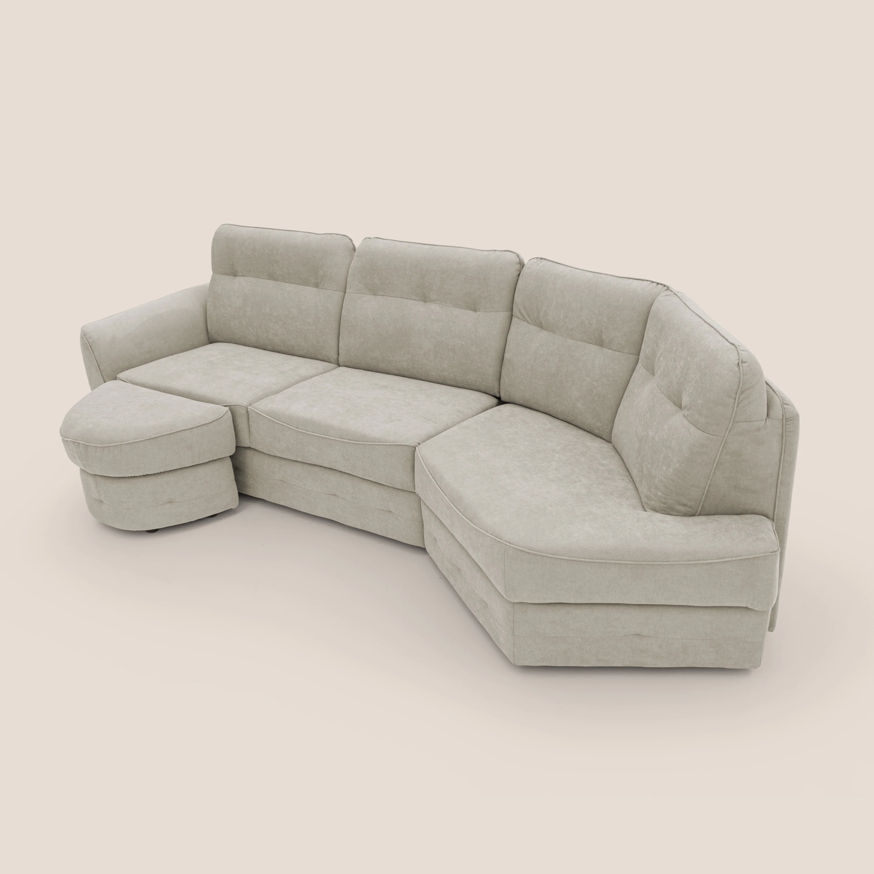Zeus Canapé d'angle convertible avec matelas H18 cm pouf mobile en tissu imperméable T02 crème - Image 7