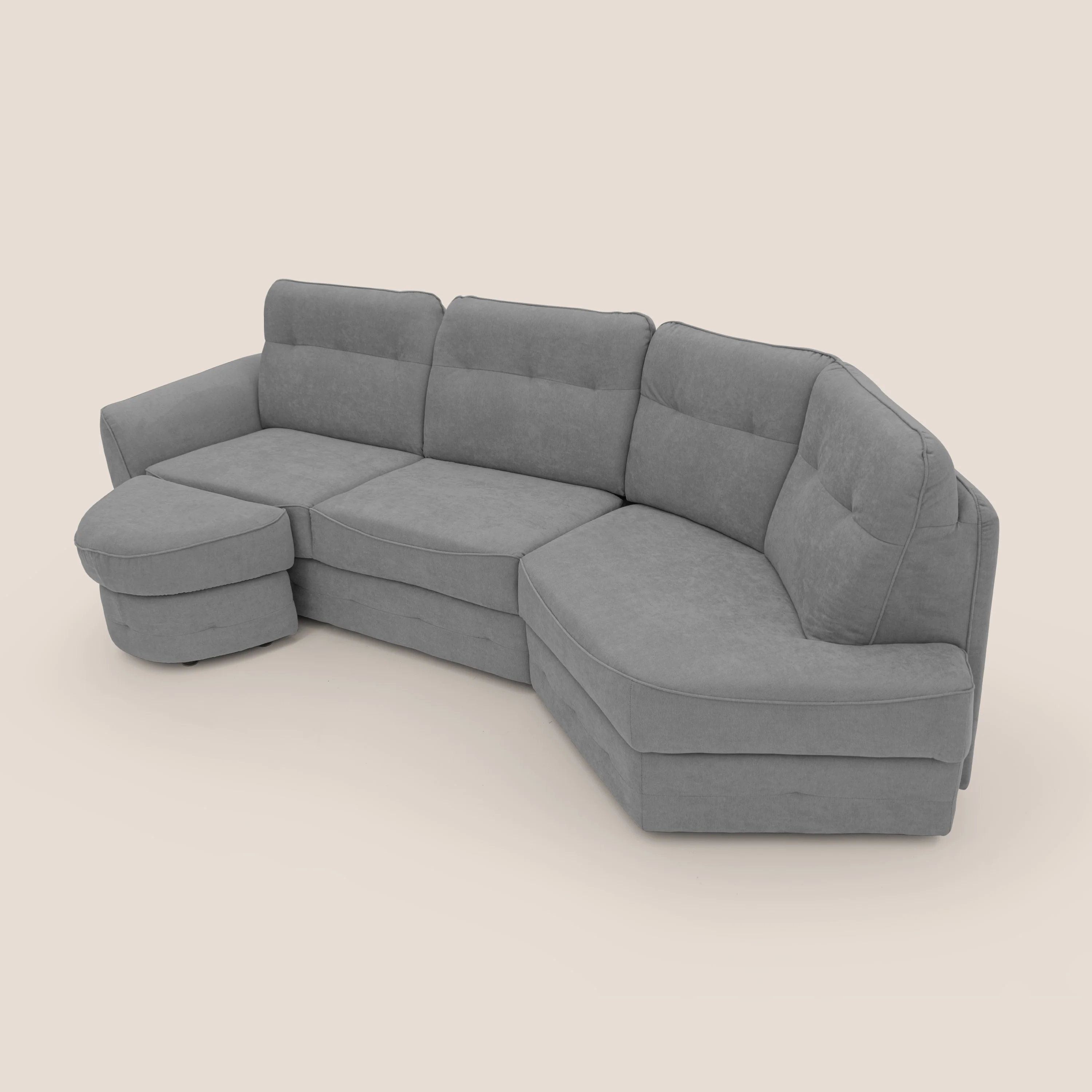 Zeus Canapé d'angle convertible avec matelas H18 cm pouf mobile en tissu imperméable T02 gris - Image 7