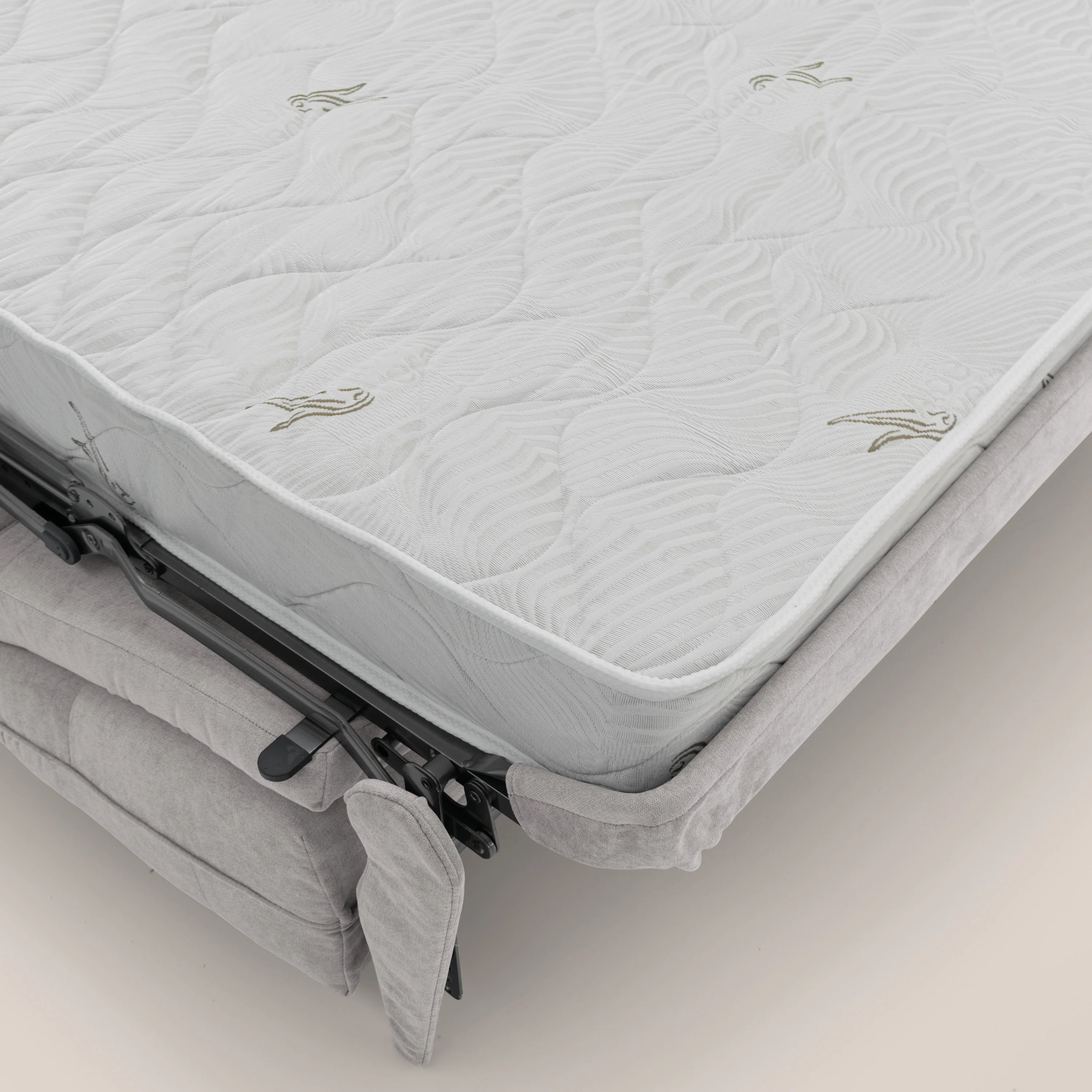 Zeus Canapé d'angle convertible DROIT (mat. 160x197) avec matelas H18 cm pouf mobile en tissu imperméable T02 GRIS CLAIR - Image 10