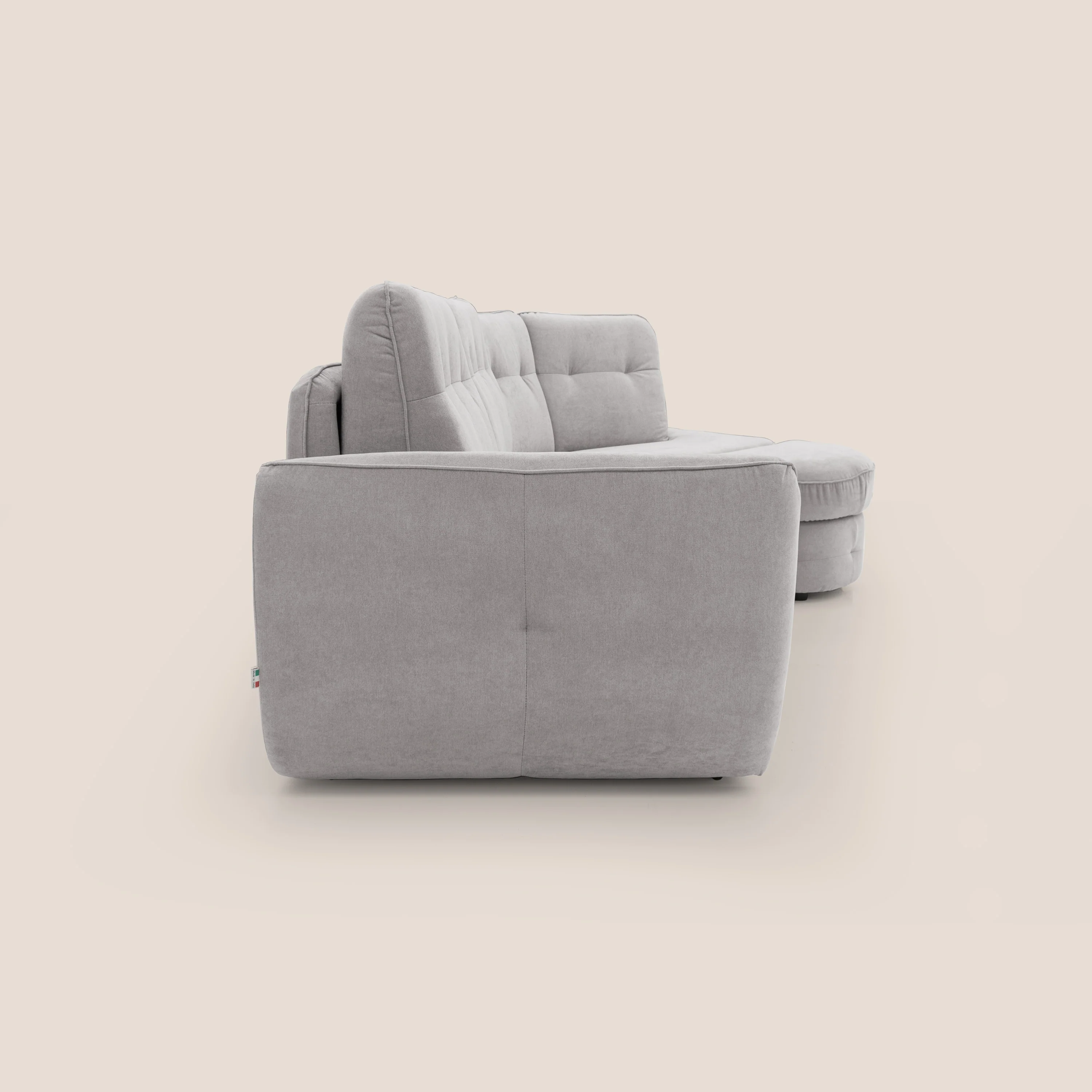 Zeus Canapé d'angle convertible DROIT (mat. 160x197) avec matelas H18 cm pouf mobile en tissu imperméable T02 GRIS CLAIR - Image 13