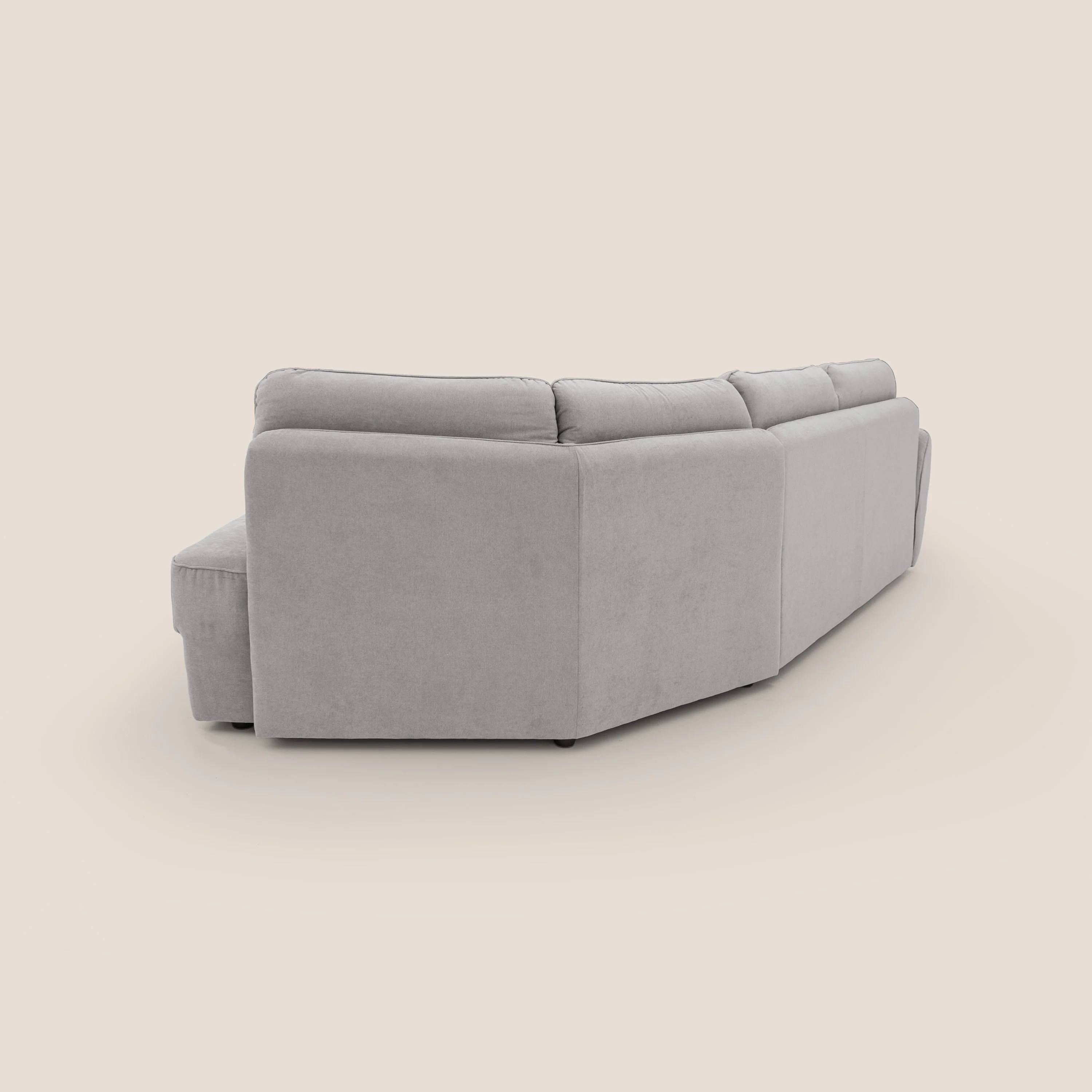 Zeus Canapé d'angle convertible DROIT (mat. 160x197) avec matelas H18 cm pouf mobile en tissu imperméable T02 GRIS CLAIR - Image 14