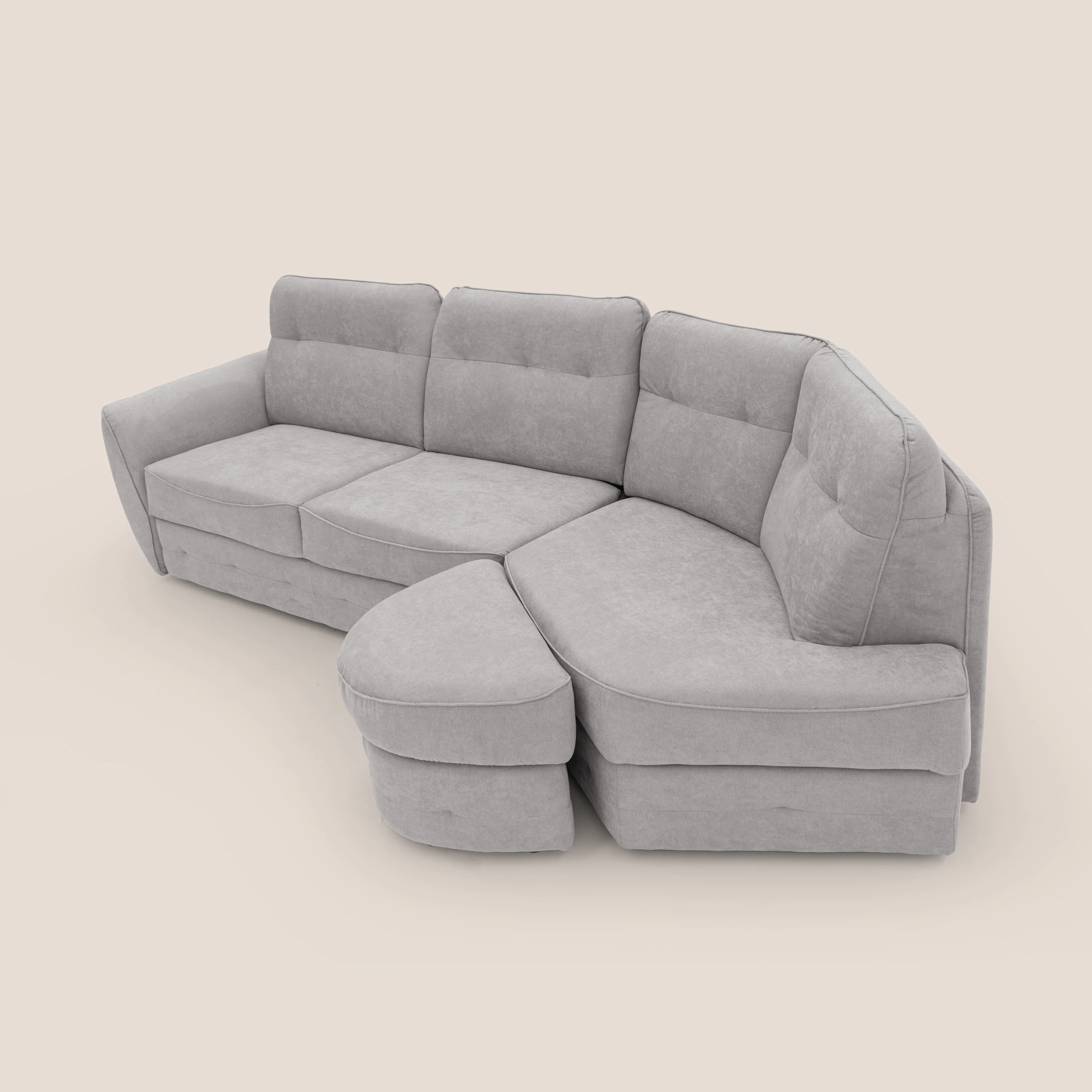 Zeus Canapé d'angle convertible DROIT (mat. 160x197) avec matelas H18 cm pouf mobile en tissu imperméable T02 GRIS CLAIR - Image 8