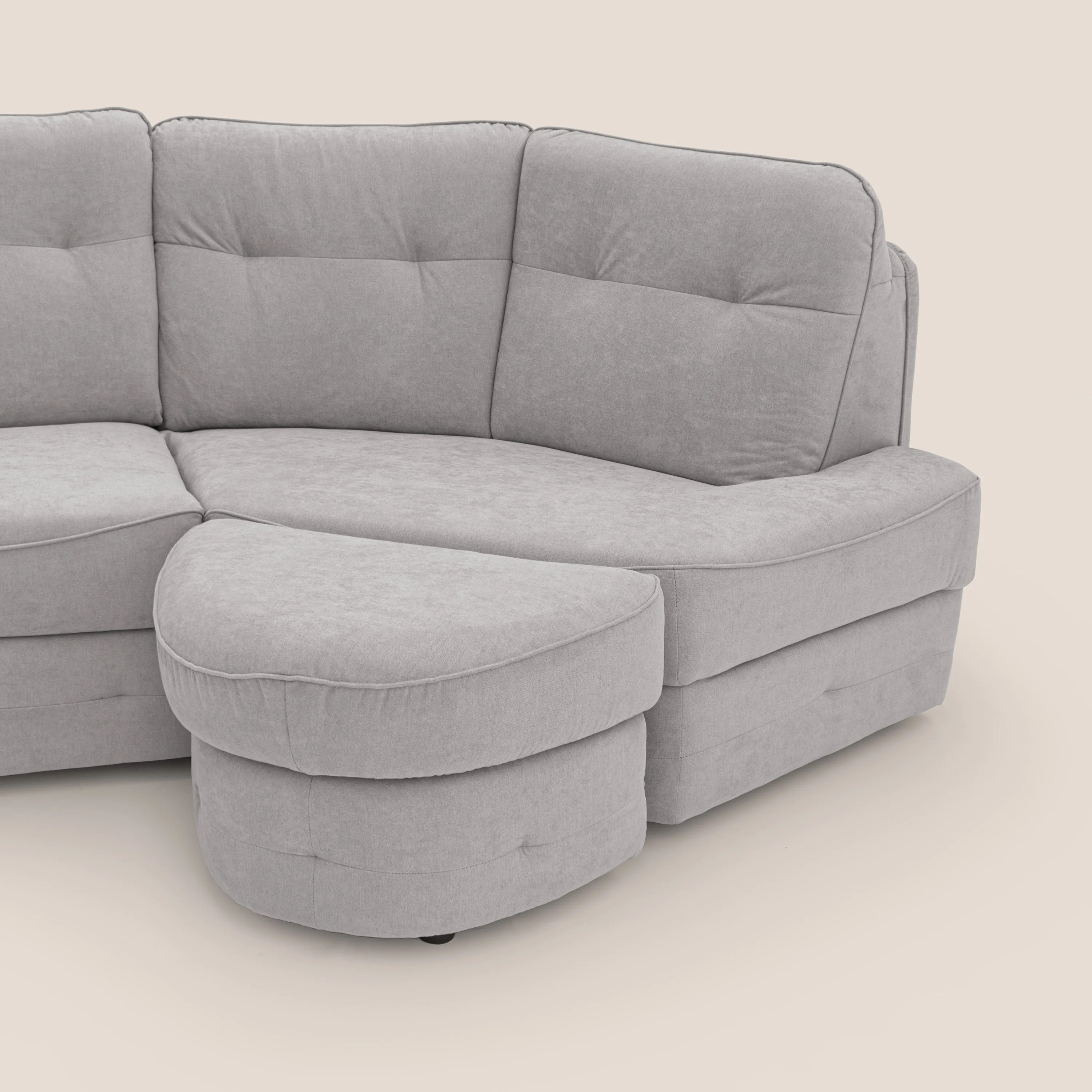 Zeus Canapé d'angle convertible DROIT (mat. 160x197) avec matelas H18 cm pouf mobile en tissu imperméable T02 GRIS CLAIR - Image 9