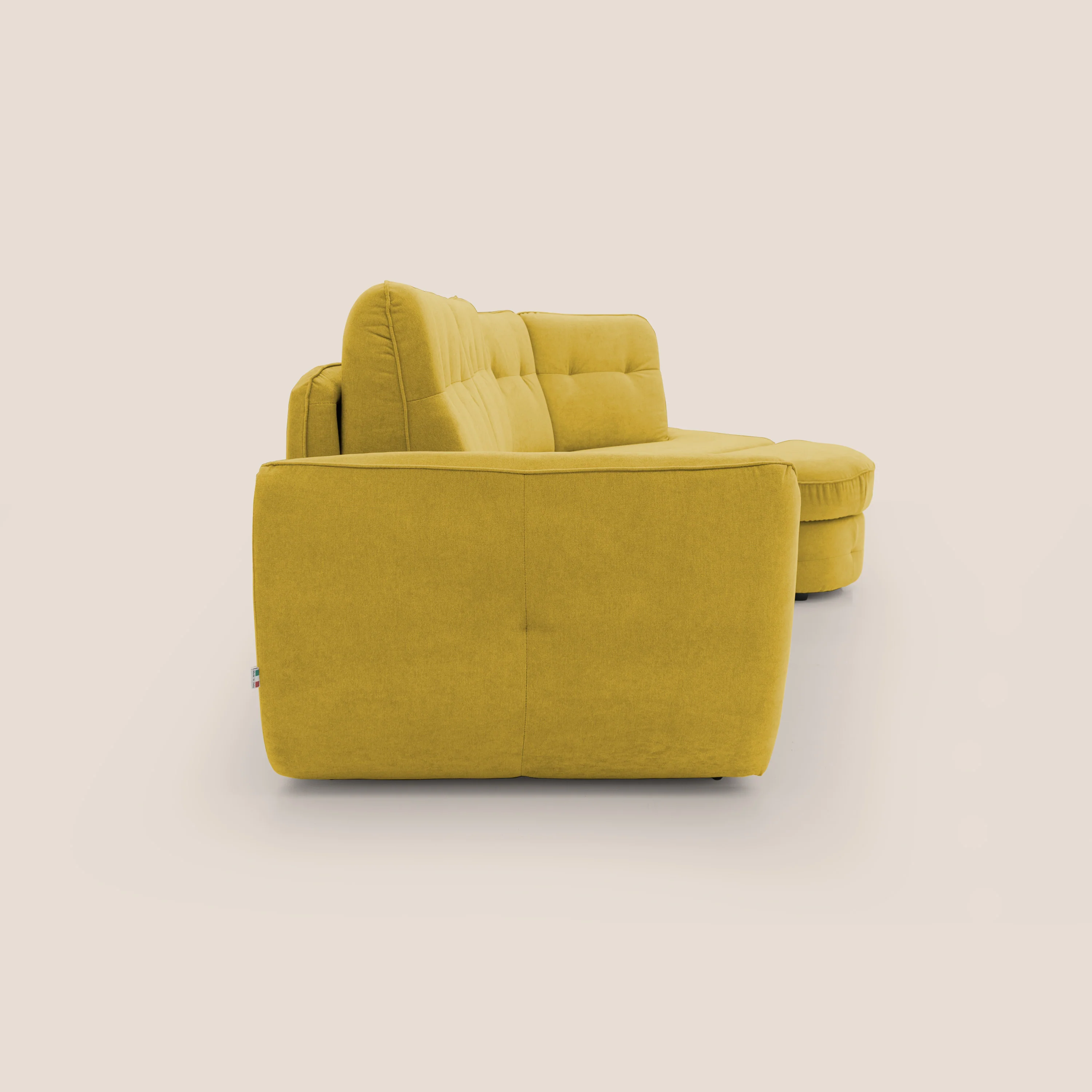 Zeus Canapé d'angle convertible avec matelas H18 cm pouf mobile en tissu imperméable T02 jaune - Image 13