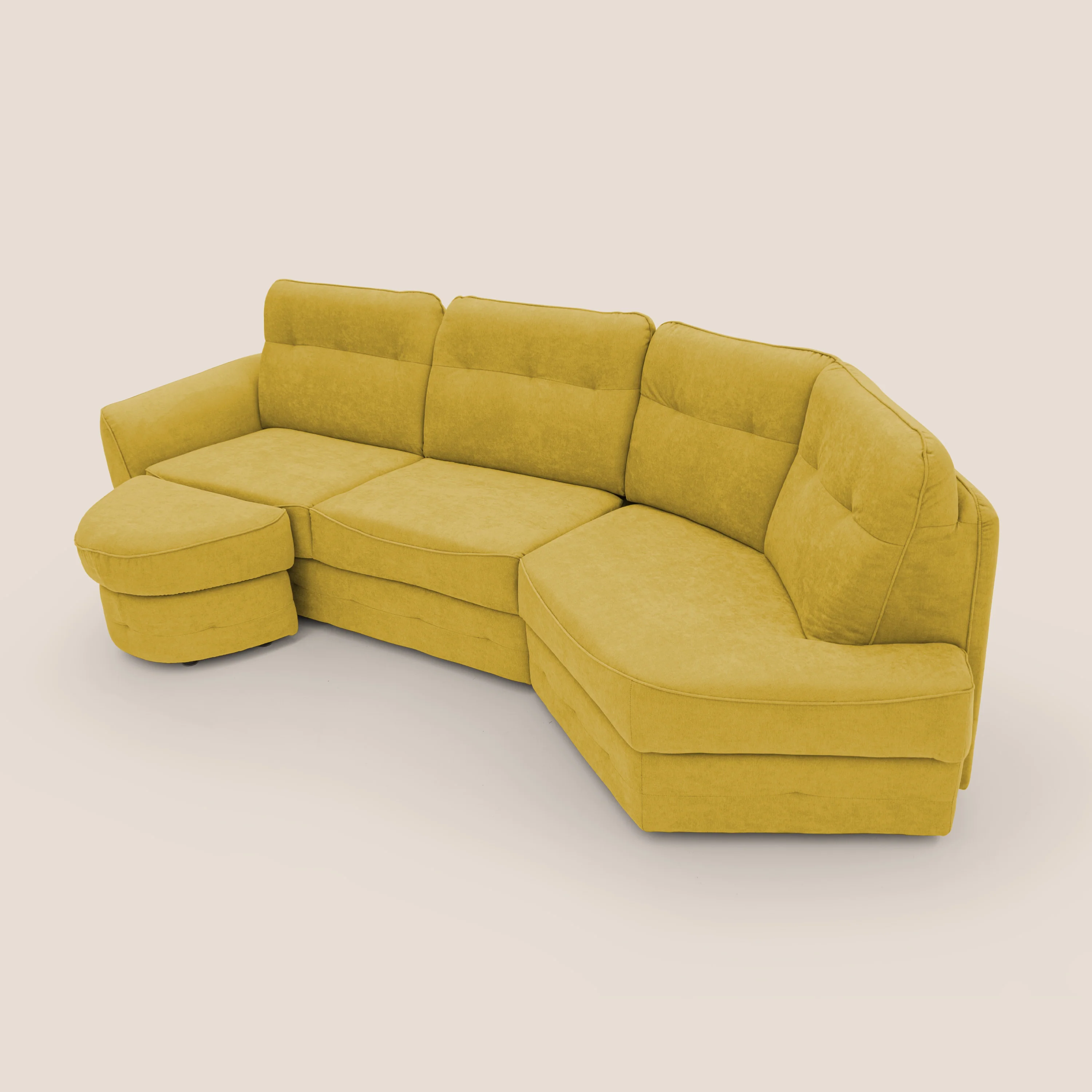 Zeus Canapé d'angle convertible avec matelas H18 cm pouf mobile en tissu imperméable T02 jaune - Image 7