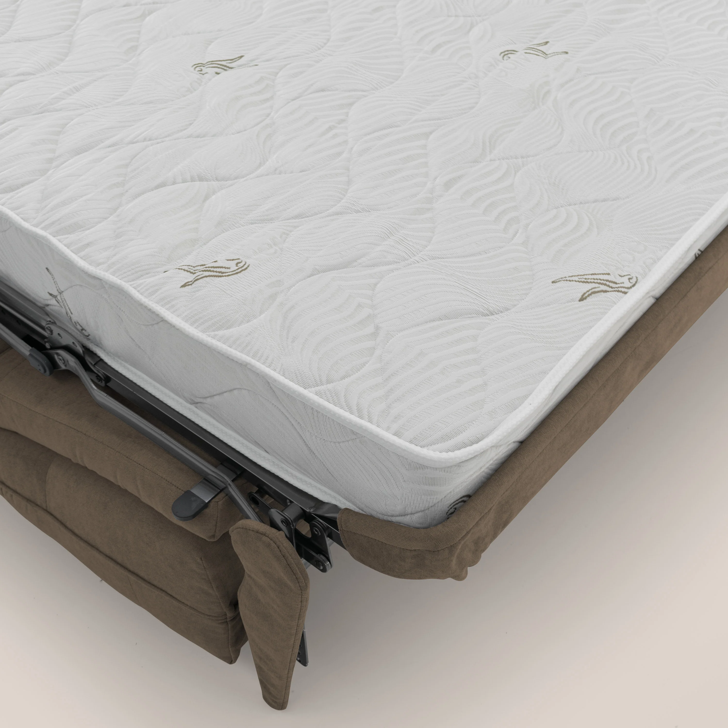 Zeus Canapé d'angle convertible avec matelas H18 cm pouf mobile en tissu imperméable T02 marron - Image 10