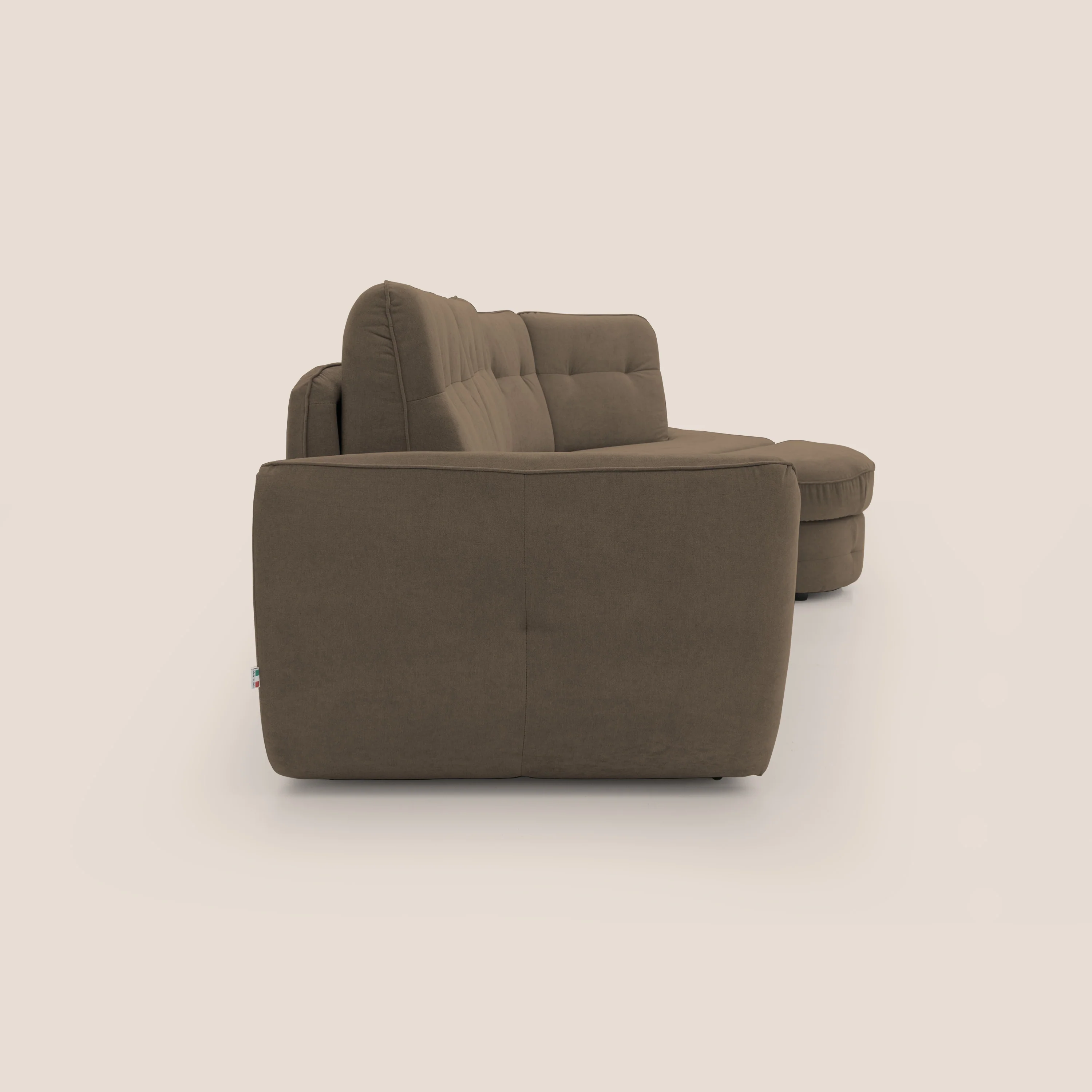 Zeus Canapé d'angle convertible avec matelas H18 cm pouf mobile en tissu imperméable T02 marron - Image 13