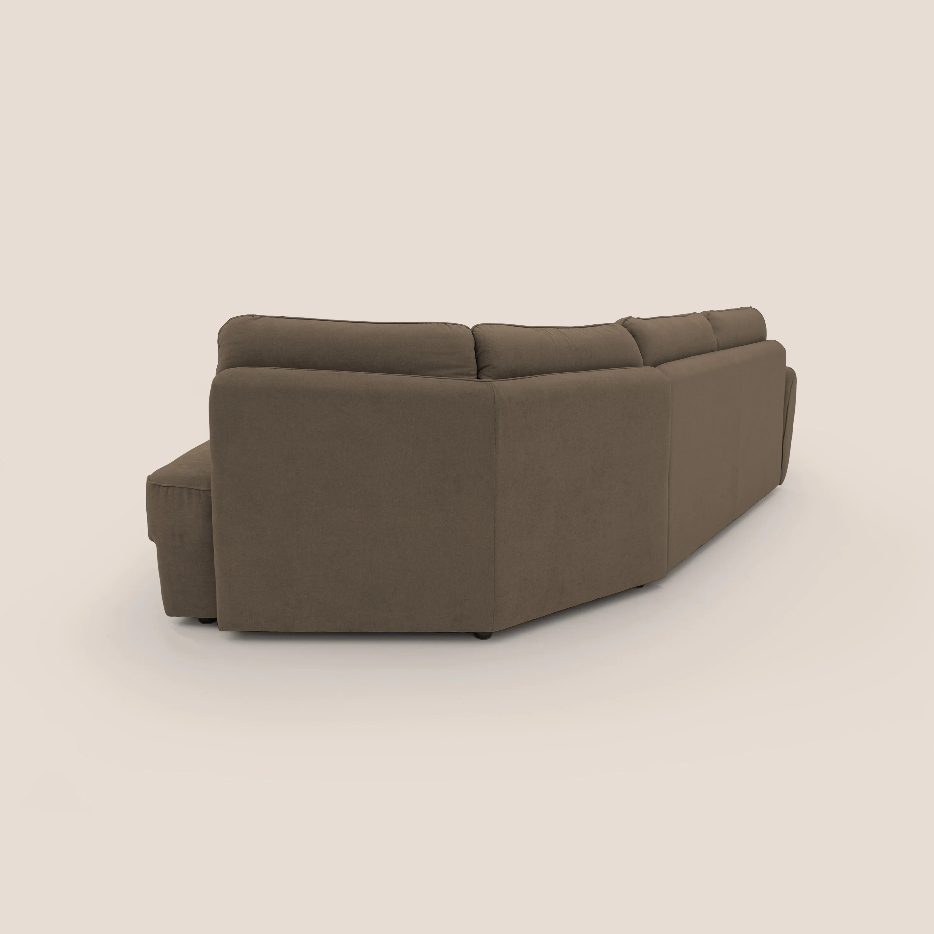 Zeus Canapé d'angle convertible avec matelas H18 cm pouf mobile en tissu imperméable T02 marron - Image 14