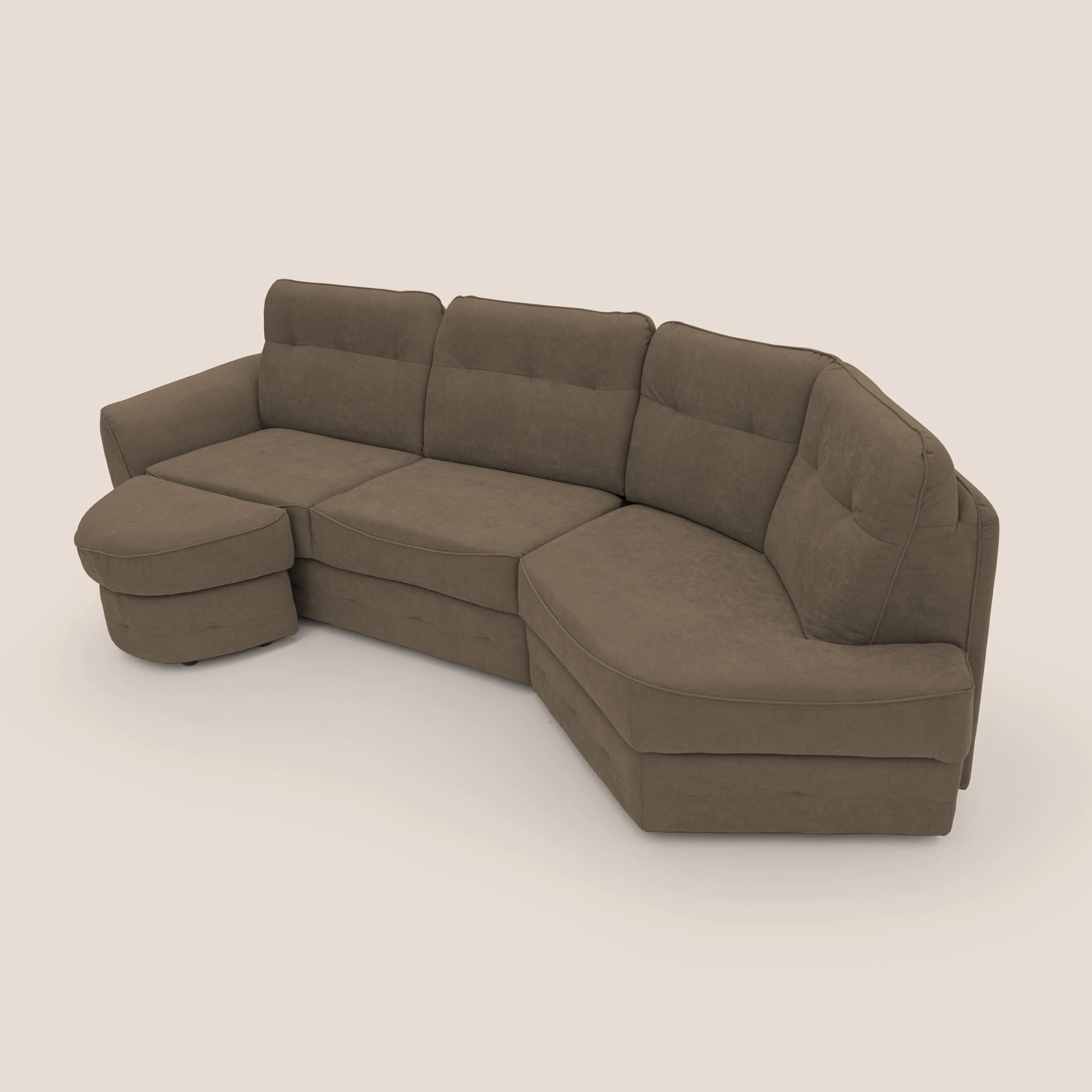 Zeus Canapé d'angle convertible avec matelas H18 cm pouf mobile en tissu imperméable T02 marron - Image 7