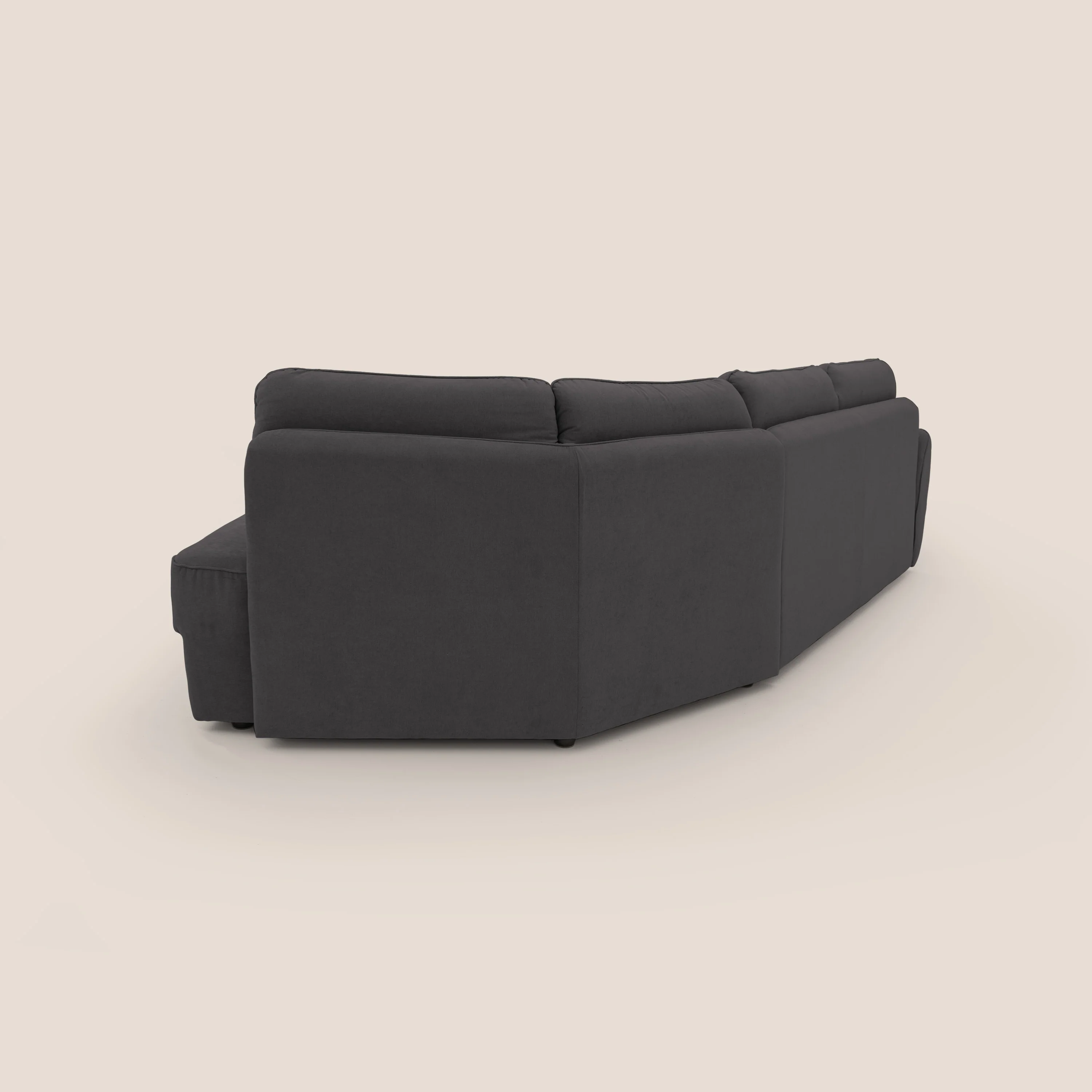 Zeus Canapé d'angle convertible avec matelas H18 cm pouf mobile en tissu imperméable T02 noir - Image 14