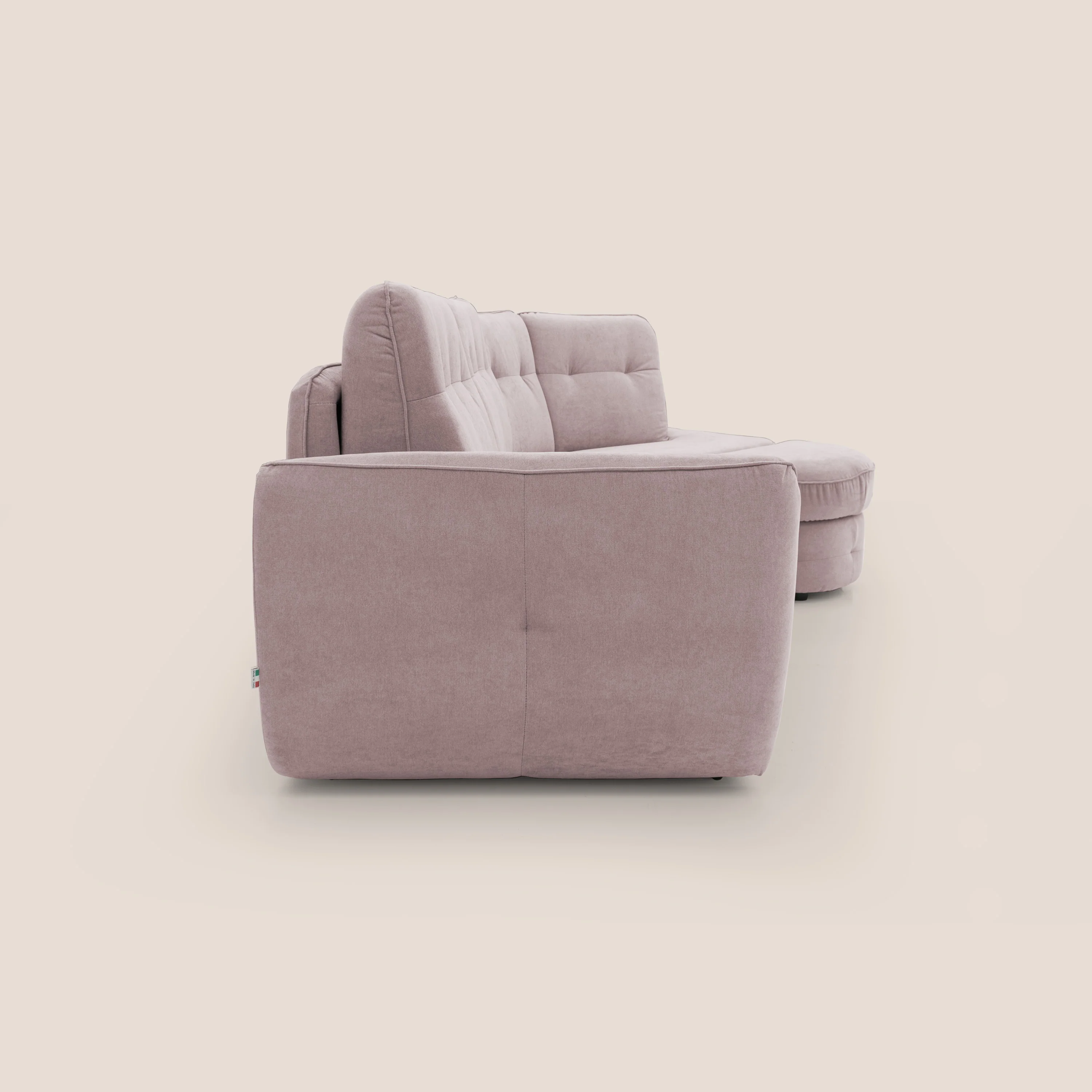 Zeus Canapé d'angle convertible avec matelas H18 cm pouf mobile en tissu imperméable T02 rose - Image 13