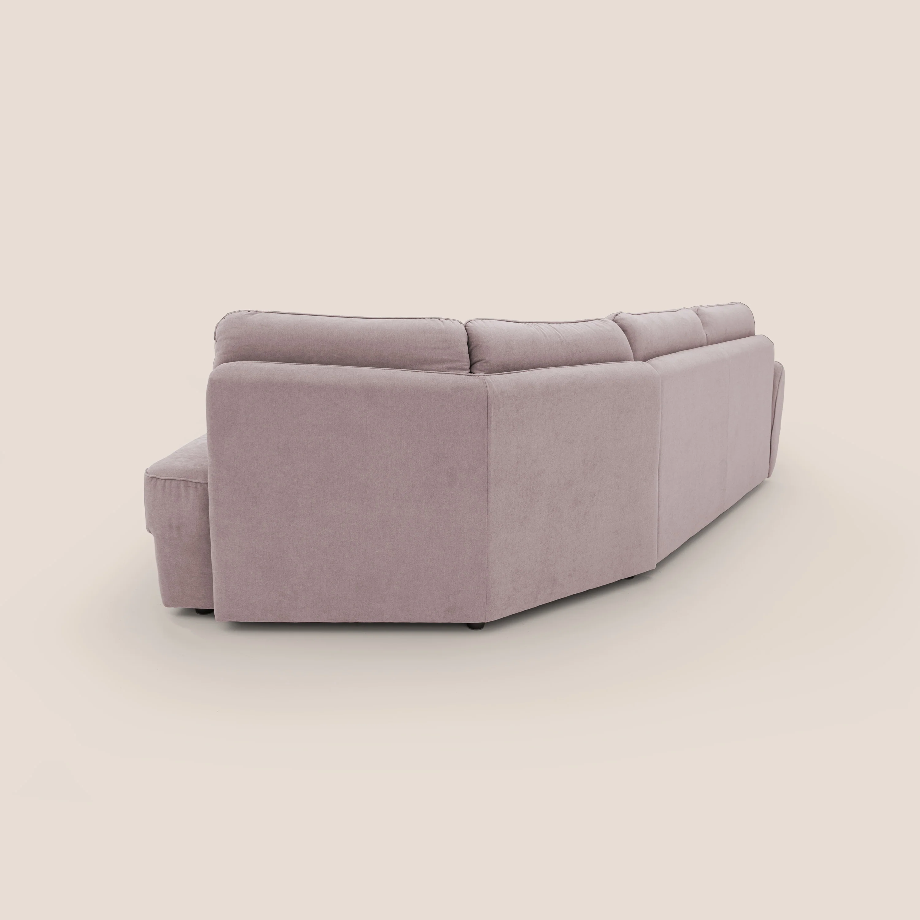 Zeus Canapé d'angle convertible avec matelas H18 cm pouf mobile en tissu imperméable T02 rose - Image 14