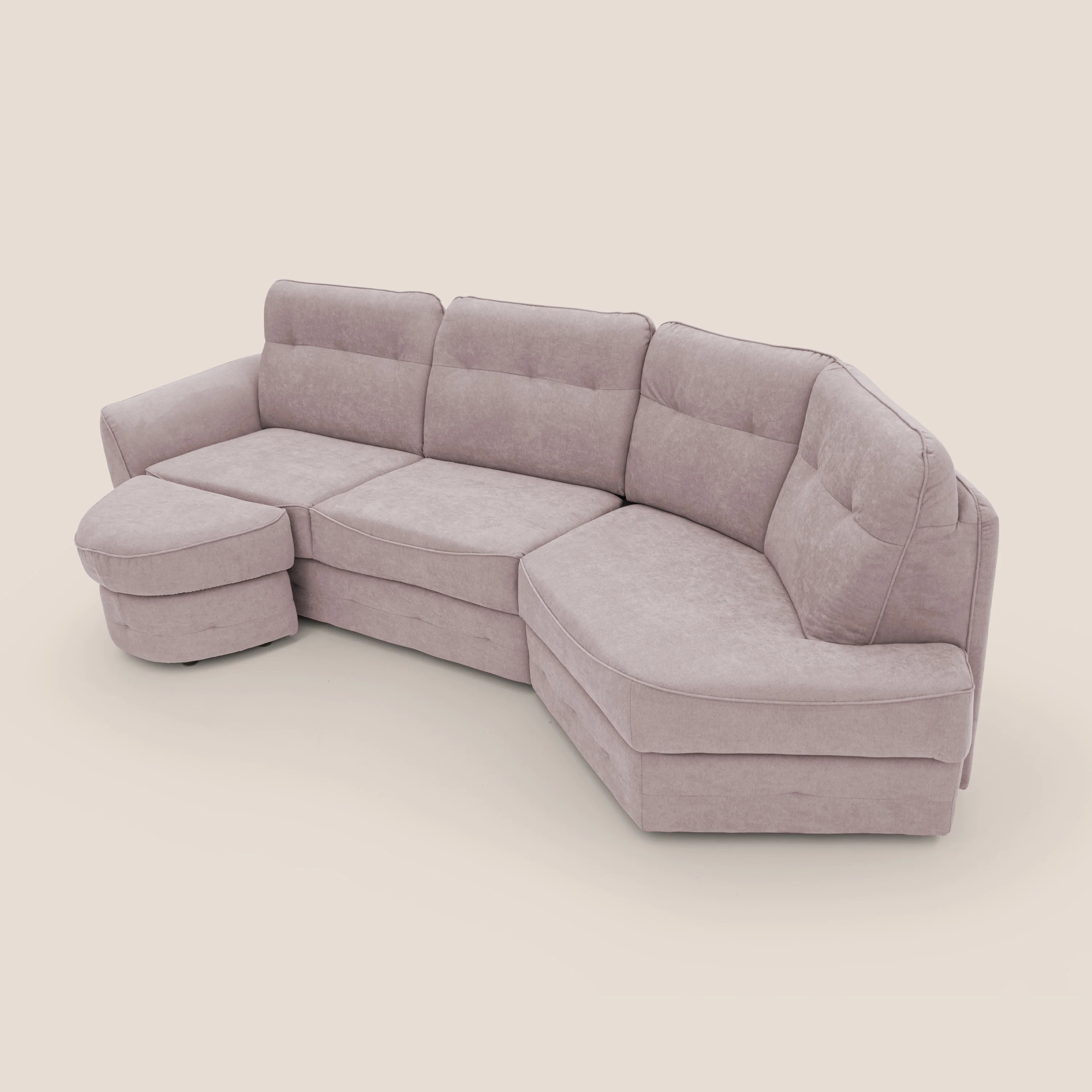 Zeus Canapé d'angle convertible avec matelas H18 cm pouf mobile en tissu imperméable T02 rose - Image 7